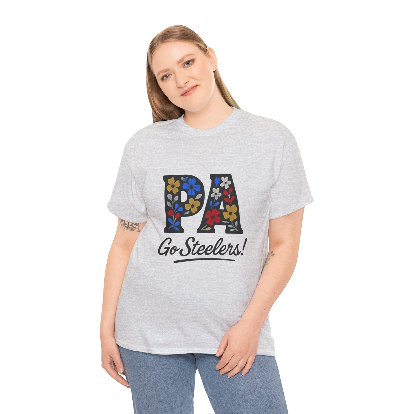 Sports Fan Tee - Floral PA Go Steelers Unisex Heavy Cotton Tee
