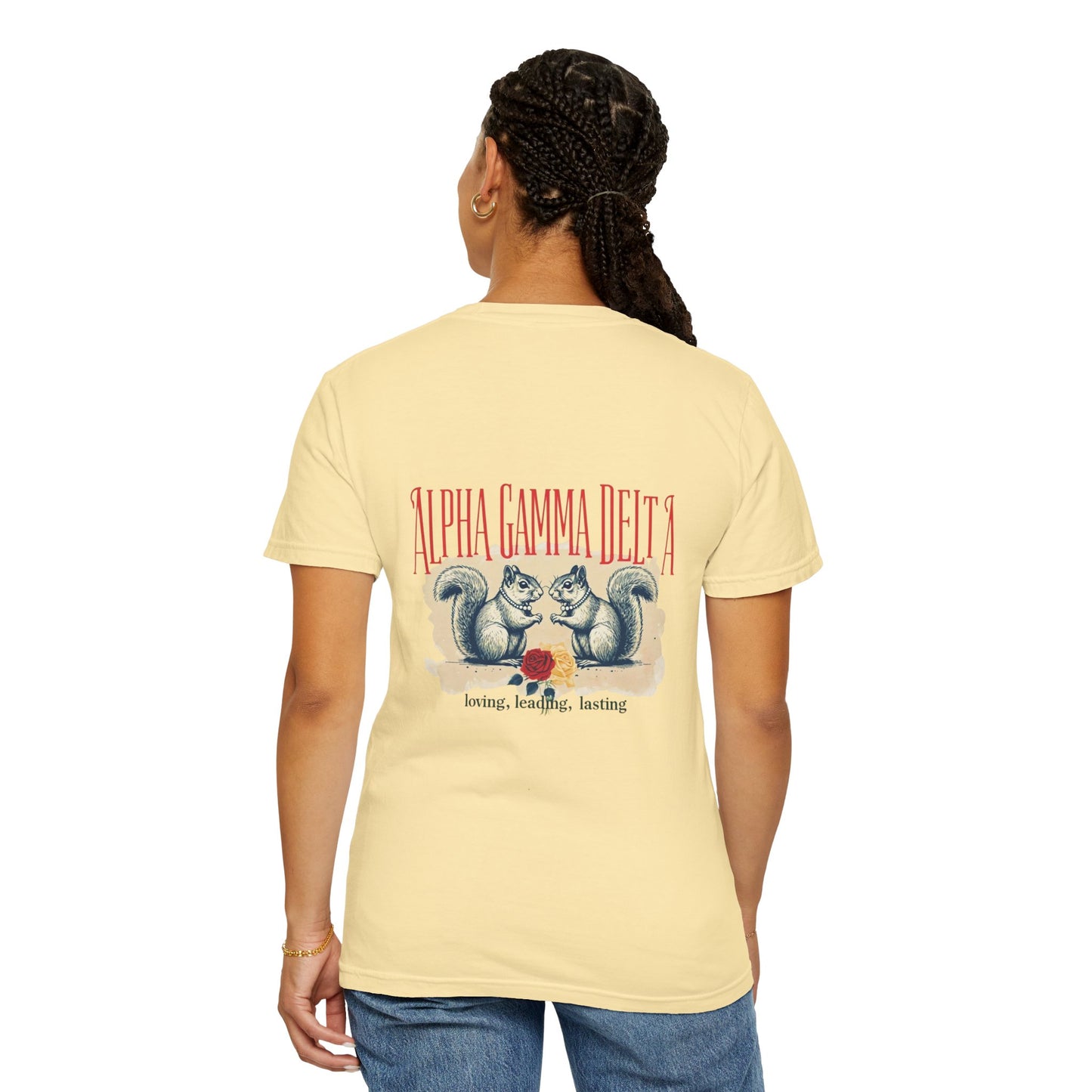 AGD Charming Sorority T-Shirt, Squirrel Design, Unisex Apparel, Perfect Gift, Casual Wear, College Life, Greek Life, Fraternity Events