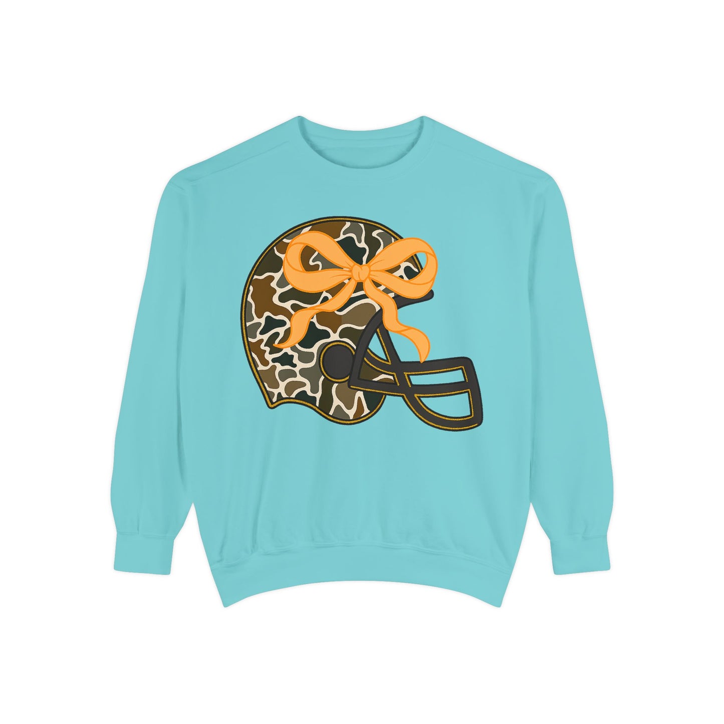 Comfort colors sweatshirt Camo Helmet Design, Casual Athletic Wear, Unisex Fall Fashion, Gift for Sports Fans
