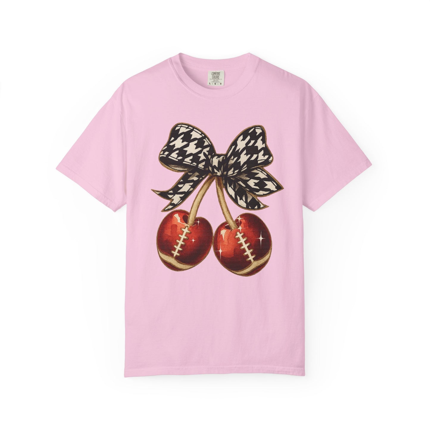 Houndstooth Bow Unisex Tee for Sports Lovers | Garment-Dyed T-shirt