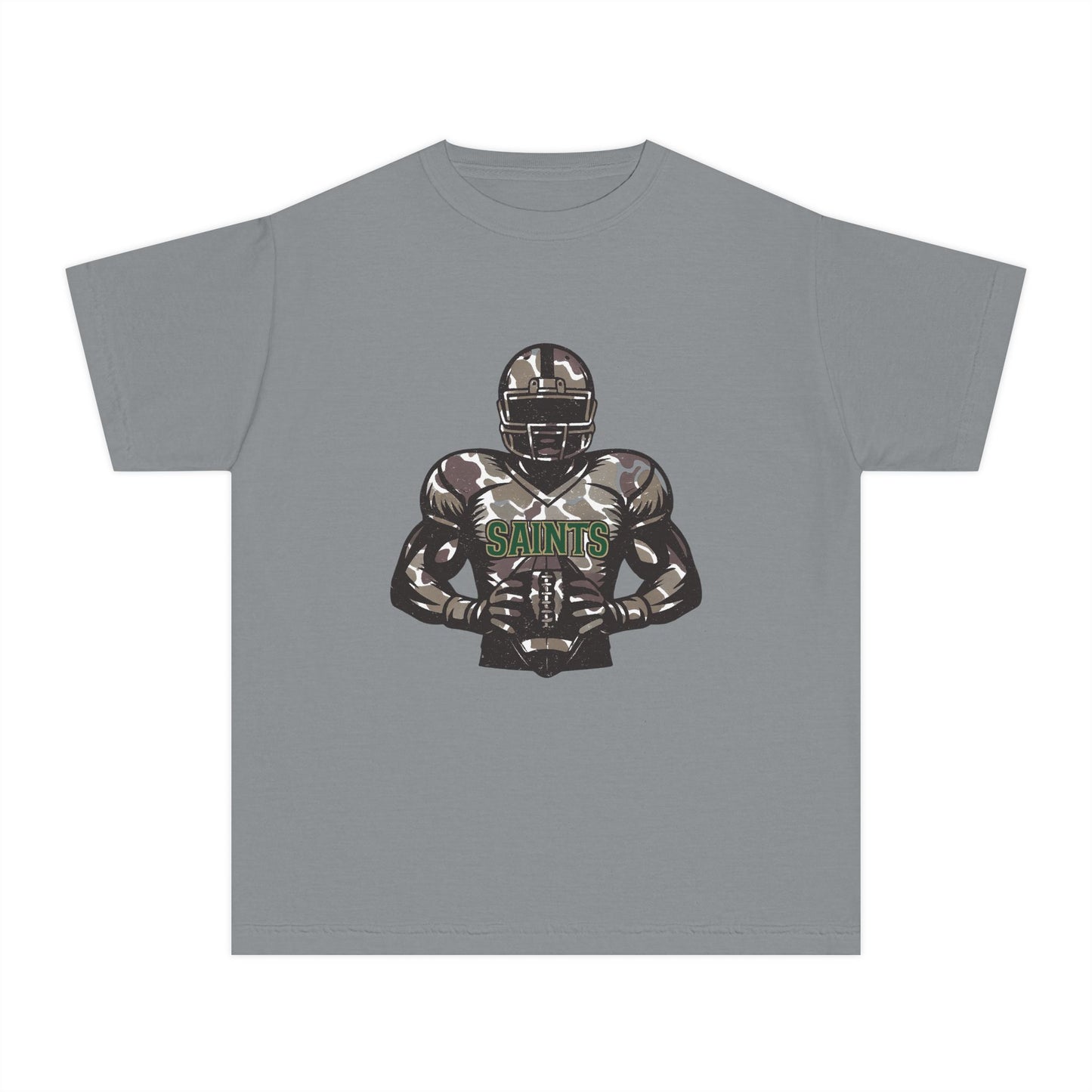 Youth Football Tee - Camouflage Print, Casual Sportswear, Game Day Apparel