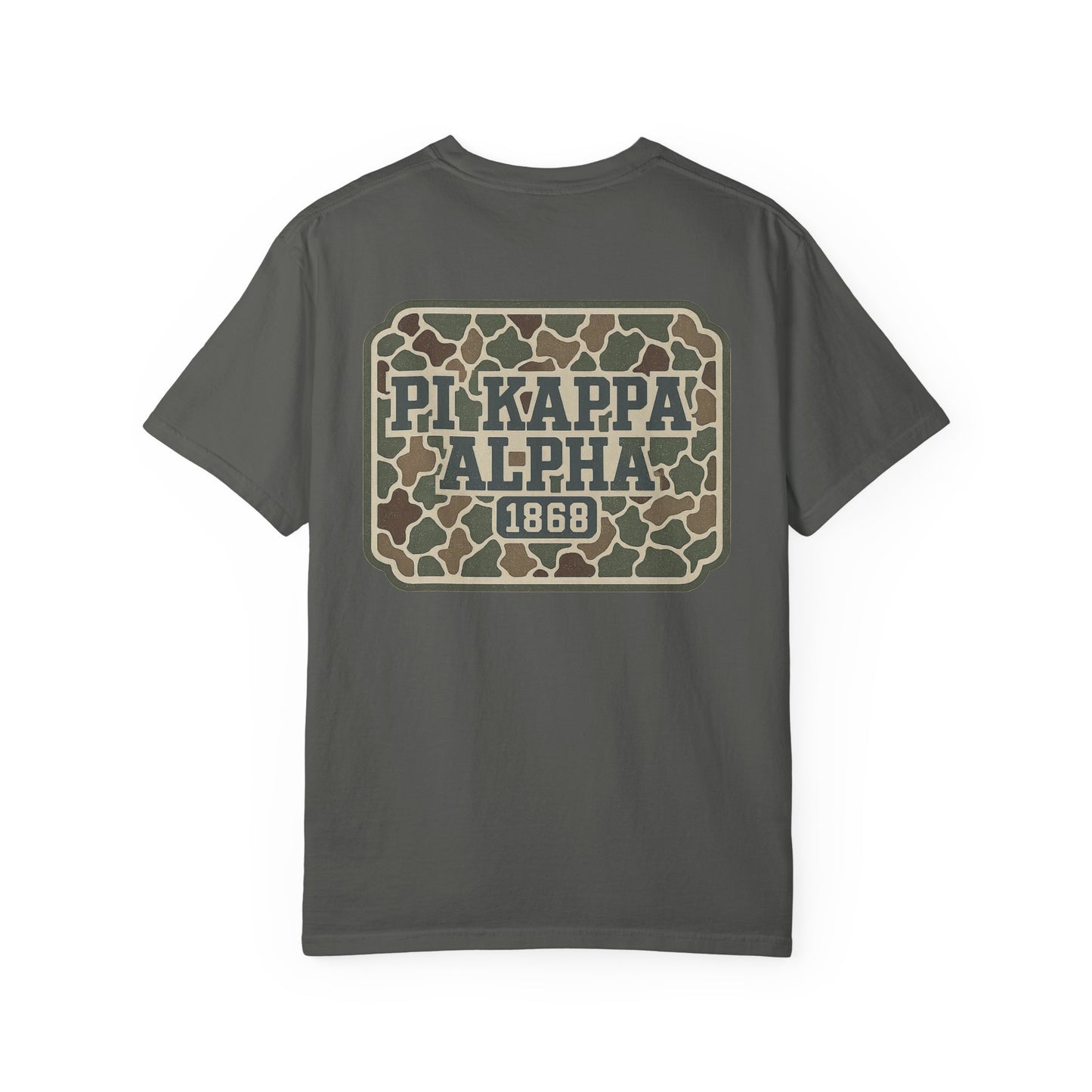 PiKappaAlpha Camouflage T-Shirt | Unisex Garment-Dyed Tee | Casual Wear, Greek Life Apparel, College Gifts, Brotherhood Shirt, Event [...]