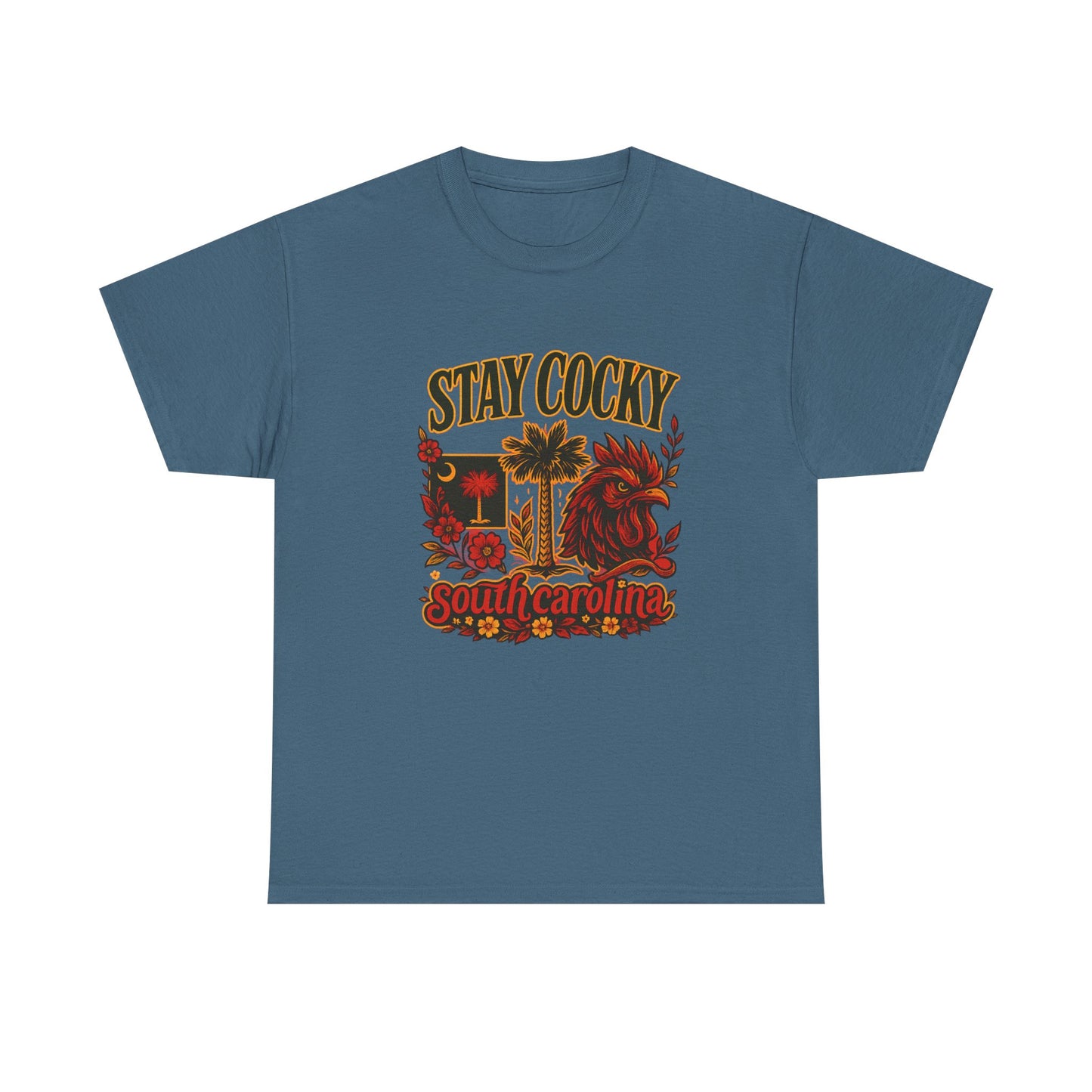 Stay Cocky Unisex Heavy Cotton Tee, Casual Graphic Tee, South Carolina Pride Shirt, Fun Vacation Wear, Perfect Gift for Gamecocks Fans
