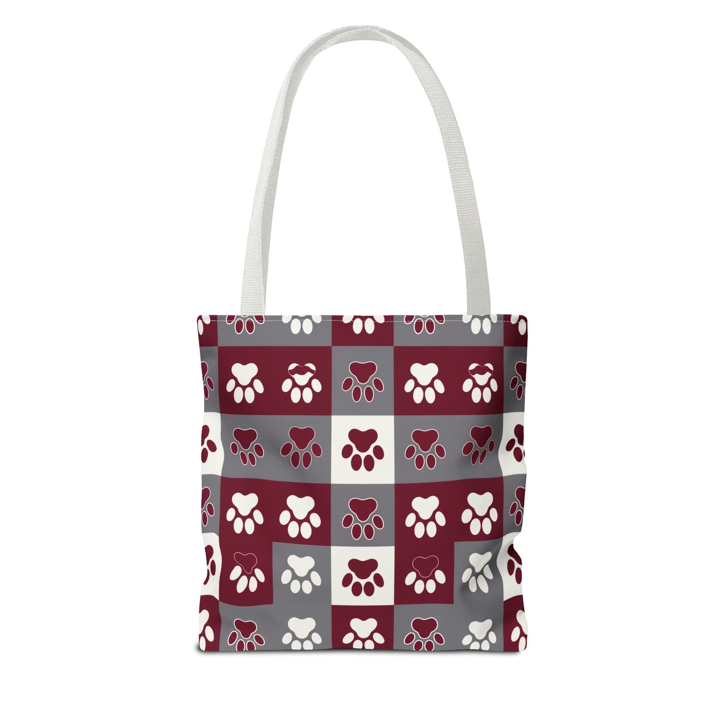 MS Bulldog Tote Bag - AOP, Paw Print Design, Reusable Shopping Bag, Mississippi Bulldog Fan, Animal Lover Accessory
