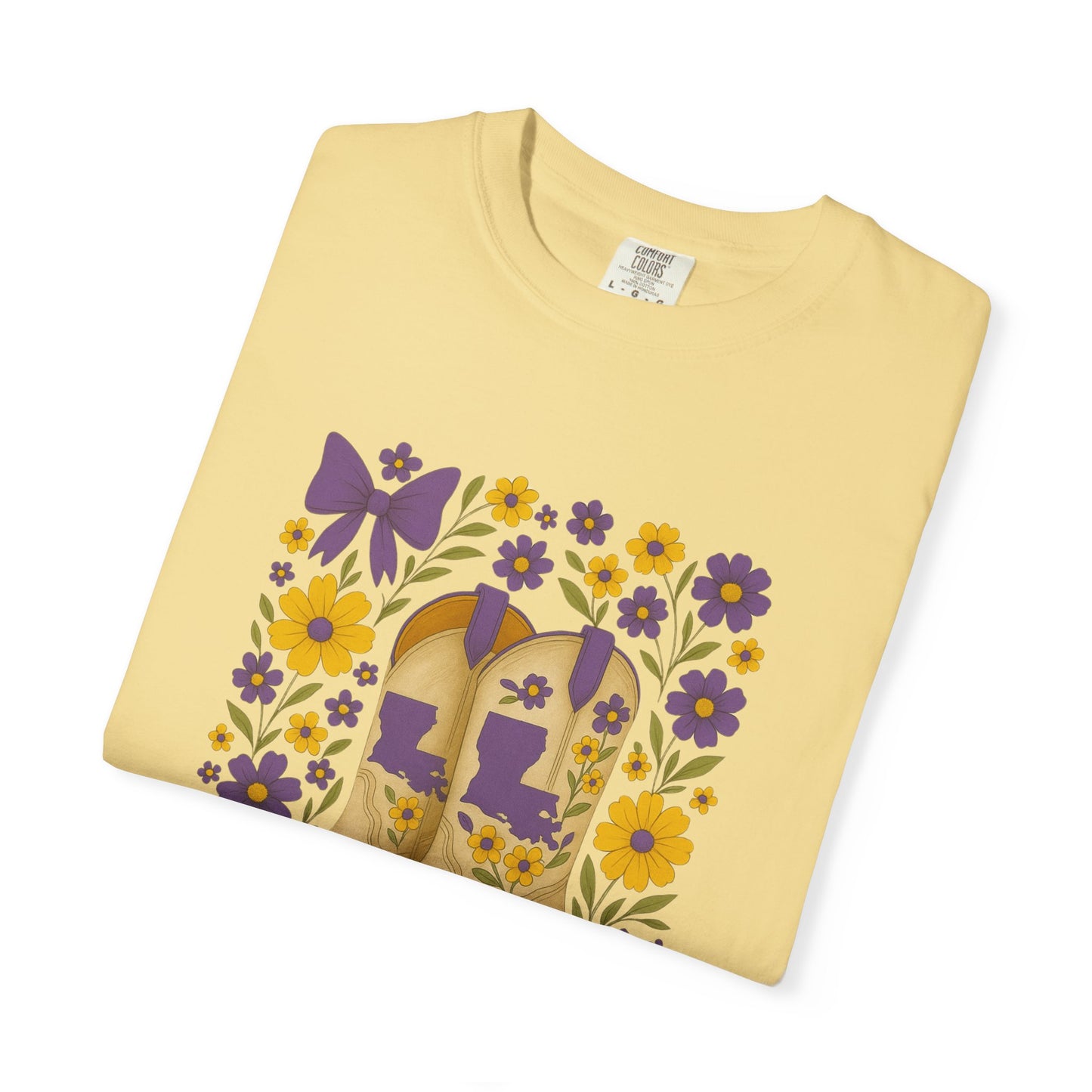 T-Shirt - Western Floral Boot T-Shirt, Vintage Graphic Shirt, Gift for Cowgirl, LSU Tigers, Louisiana Game Day