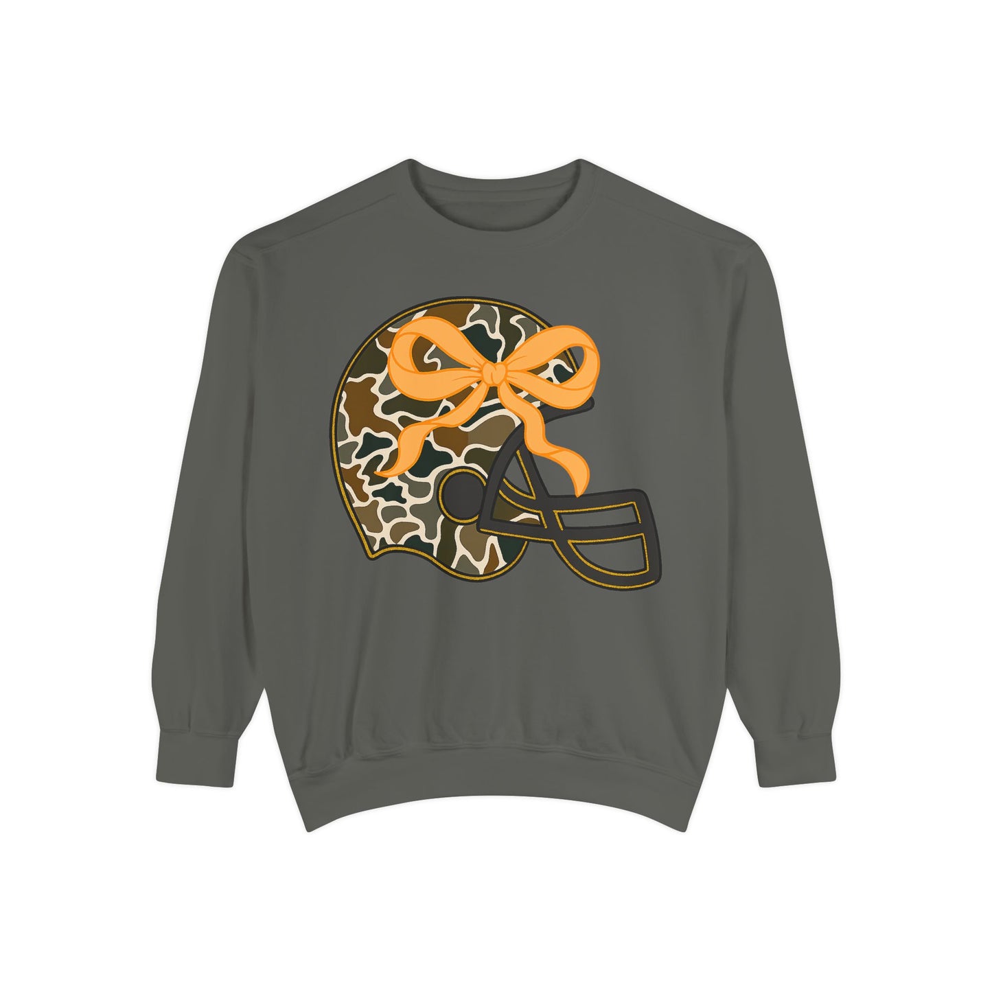 Comfort colors sweatshirt Camo Helmet Design, Casual Athletic Wear, Unisex Fall Fashion, Gift for Sports Fans