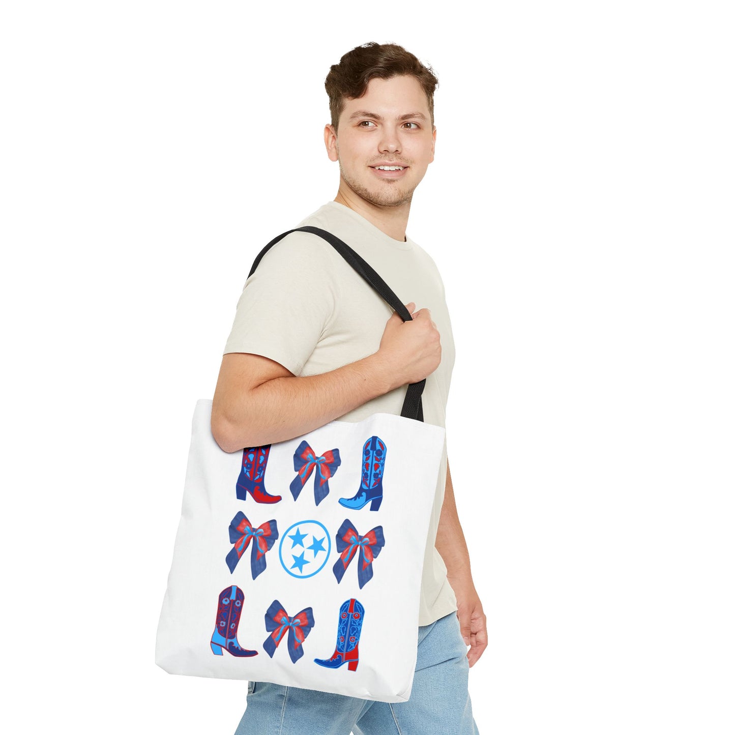 Tote Bag - Tennessee Titans Coquette Bow Design - Titan Up NFL Game Day Gift Nashville TN