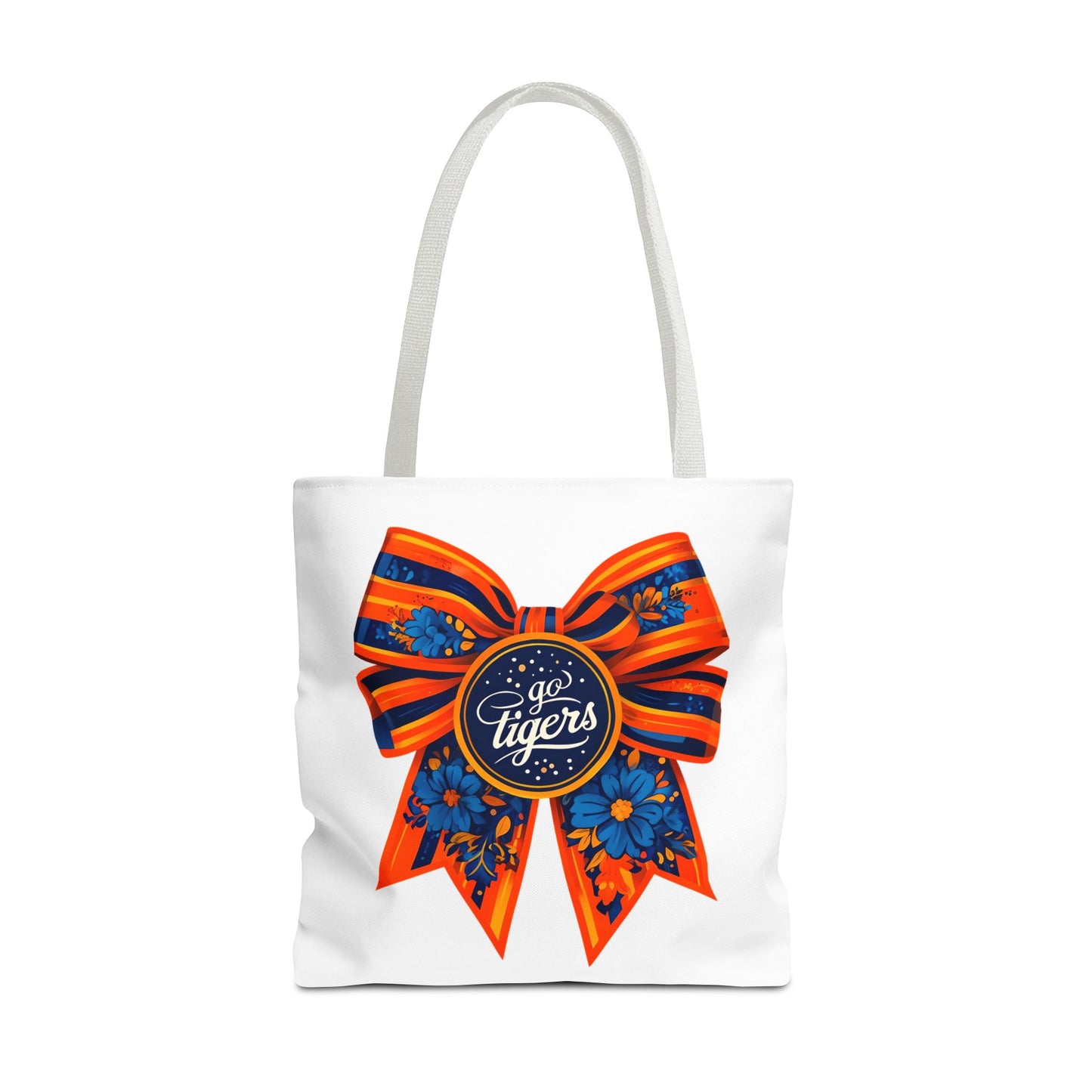 Cheerful Floral Tote Bag - Go Tigers, Sports Fan Gift, Custom Tote, Floral Design, Game Day Bag, Personalized Shopping Bag