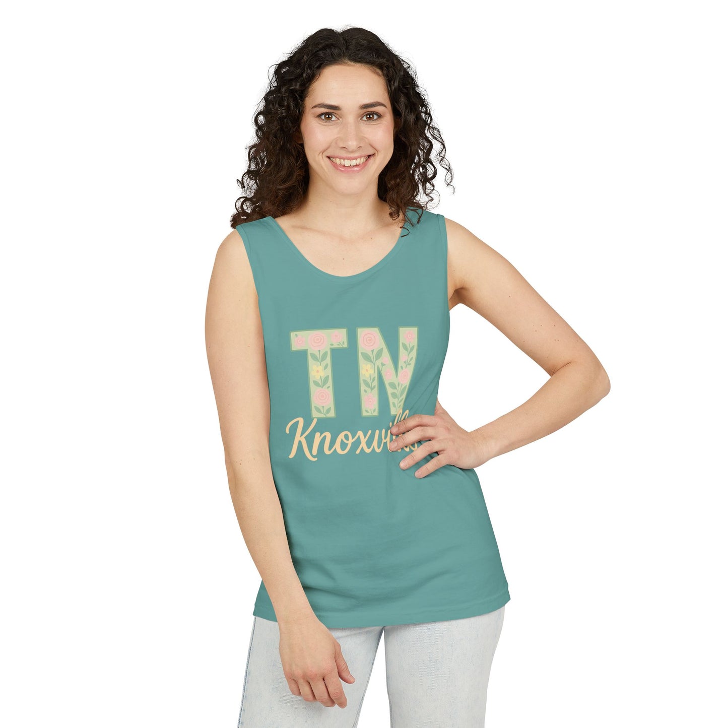 Tennessee Floral Tank Top, Unisex Sleeveless Shirt, Summer Tee, Casual Wear, Gift for Her, Comfort Colors, Graduation Gift, Rocky Top