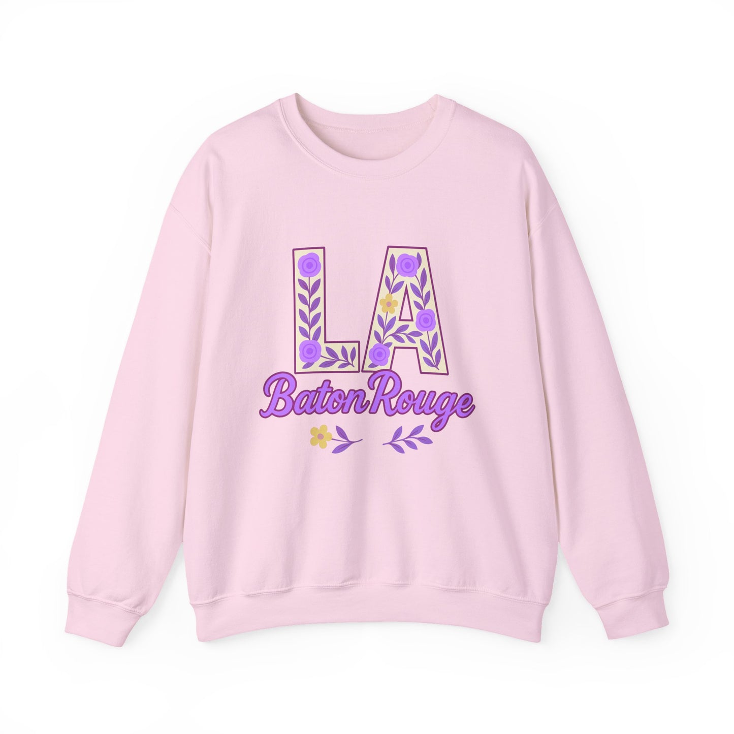 LA Baton Rouge Floral Sweatshirt, Cozy Crewneck for Fall, Gift for Friends, Casual Outing, Southern Style Apparel