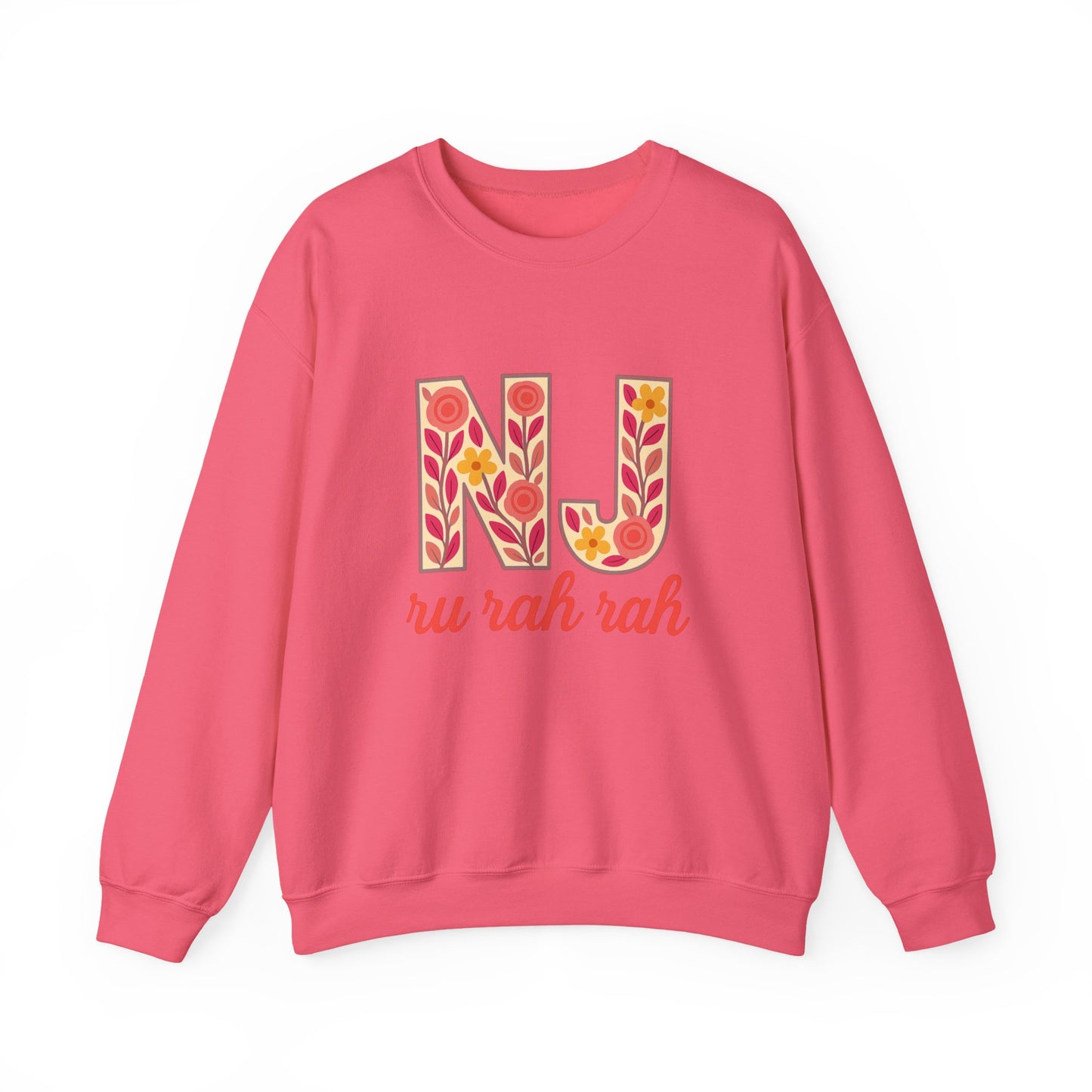 NJ Floral Pattern Crewneck Sweatshirt, Cozy Jersey, Casual Layer, Unique Gift, Fall Fashion, Unisex Apparel