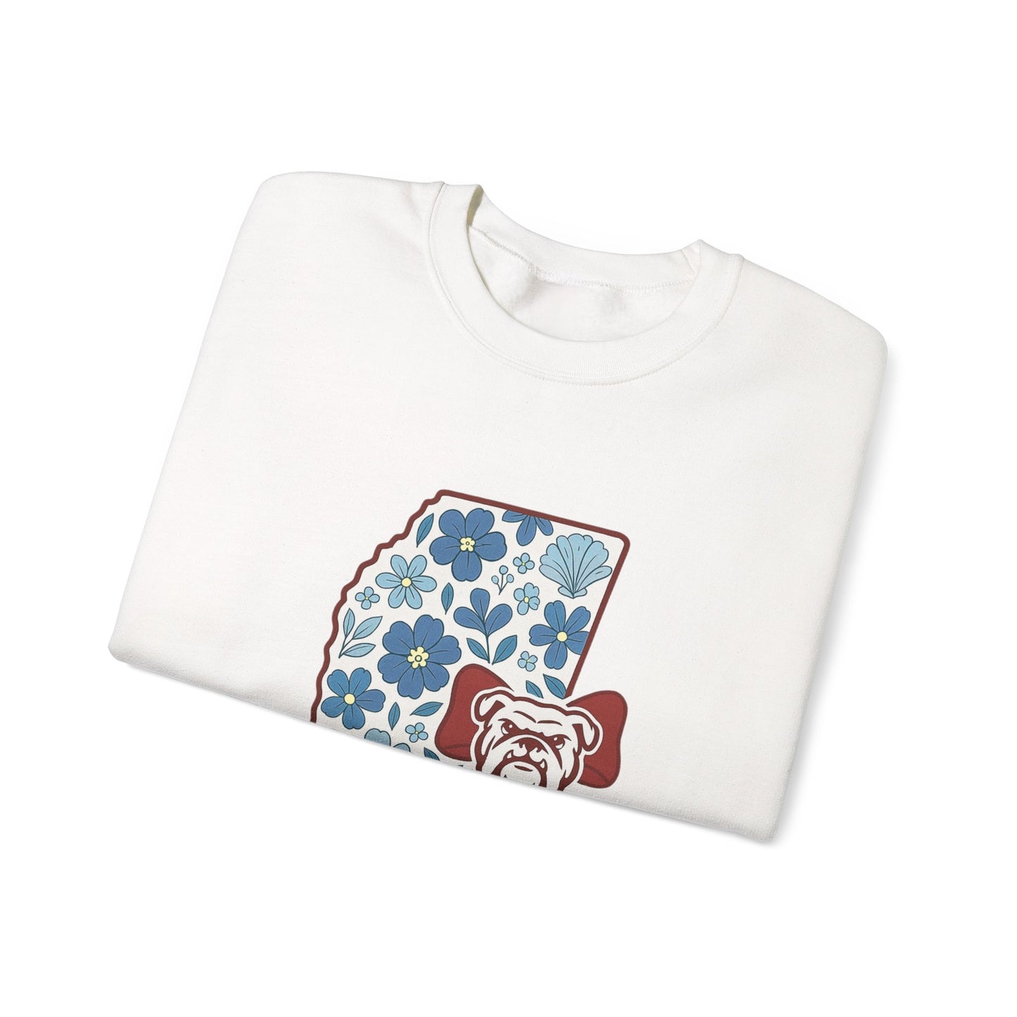 Mississippi Flower Bulldog Crewneck Sweatshirt, Cozy Sweatshirt for Fall, Gift for Dog Lovers, College Apparel, Casual Fashion
