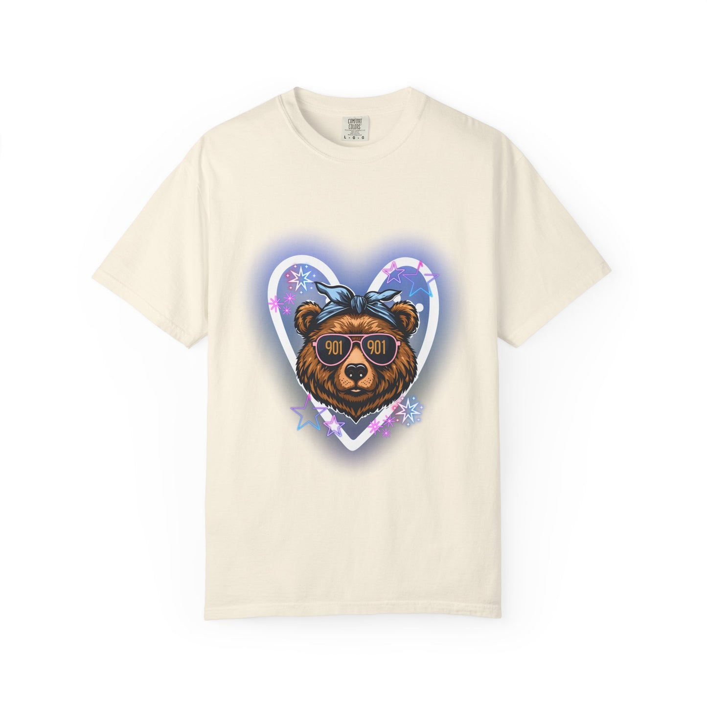 Neon Memphis Bear Graphic T-Shirt, Unisex Fashion Tee, Trendy Apparel, Memphis Grizz, 901 Memphis, Retro Design, Comfort Colors, Memphis Basketball Fan