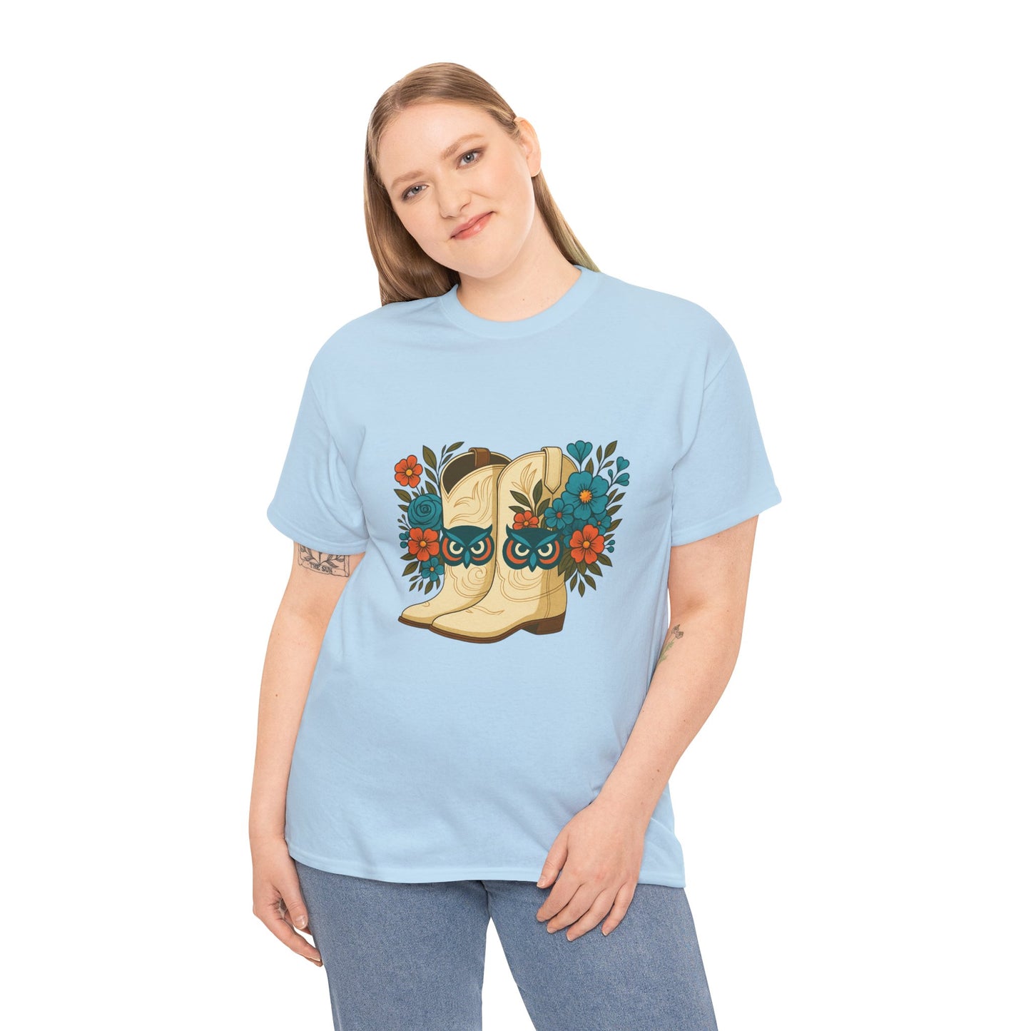 Floral Cowboy Boots Tee, Perfect for Country Music Lovers, Western Style Gift, Casual Outfit, Boho Fashion, Farmhouse Decor
