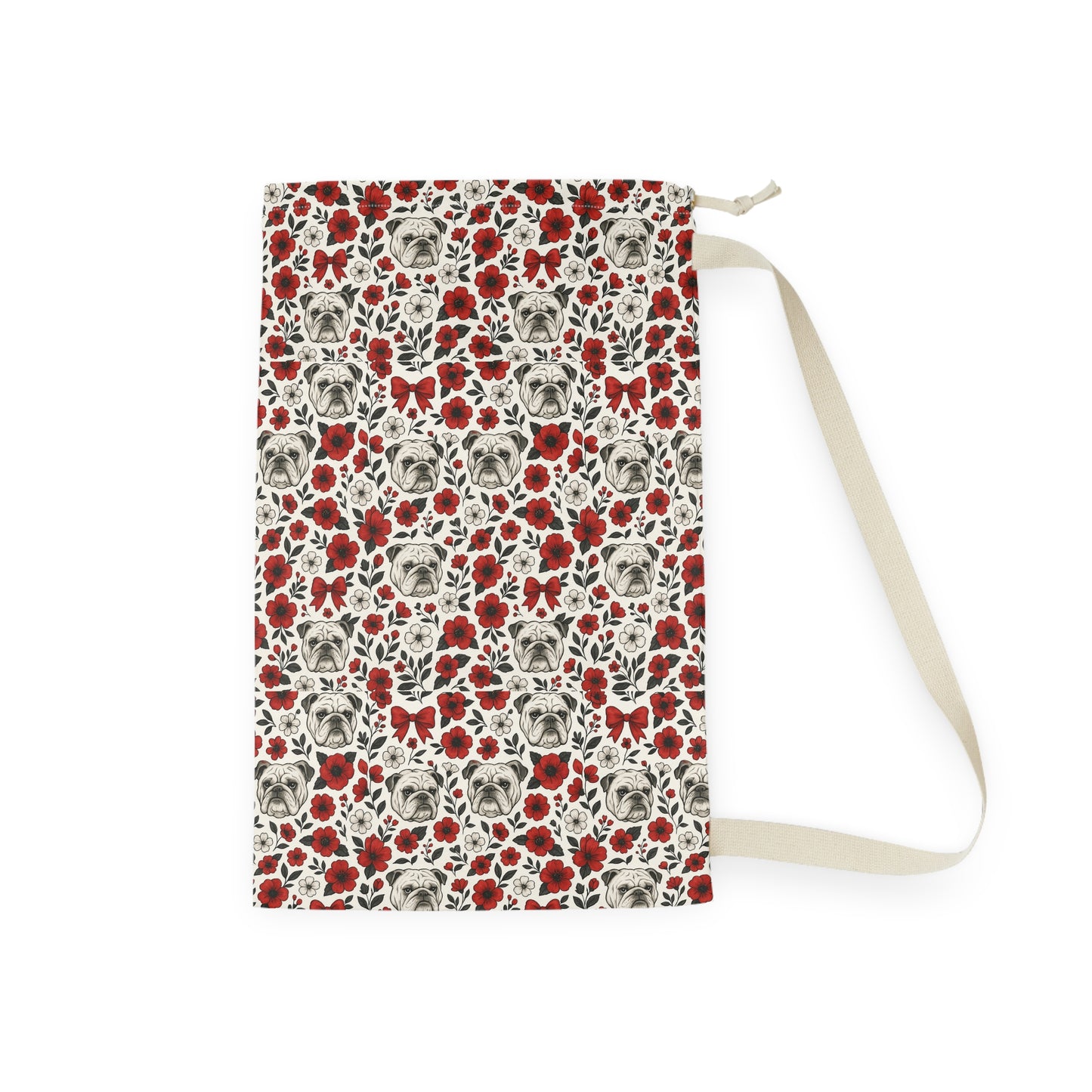 Cute Floral Dog Laundry Bag, Pet Lover Gift, Home Organization, Charms, Stylish Storage, Dog Mom Gift, Red Poppy Design
