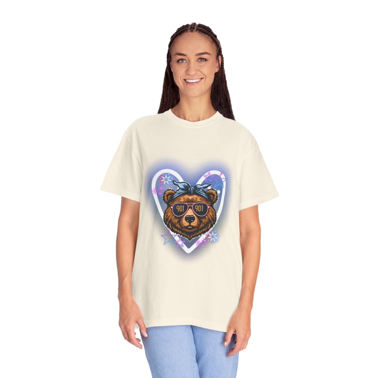 Neon Memphis Bear Graphic T-Shirt, Unisex Fashion Tee, Trendy Apparel, Memphis Grizz, 901 Memphis, Retro Design, Comfort Colors, Memphis Basketball Fan