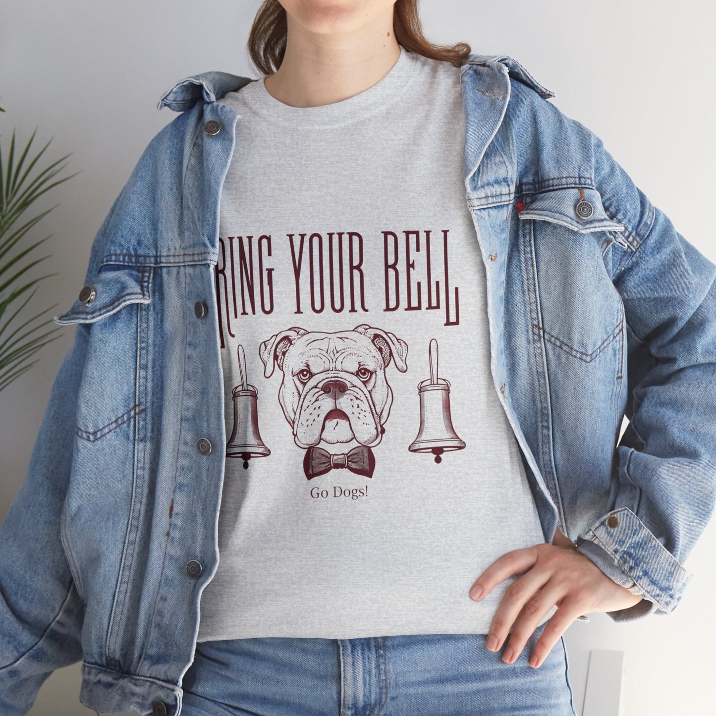 Dog Lover's Unisex Heavy Cotton Tee | 'Ring Your Bell' Shirt, Bulldog Tee, Pet Owner Gift, Funny Dog Apparel, Casual Wear