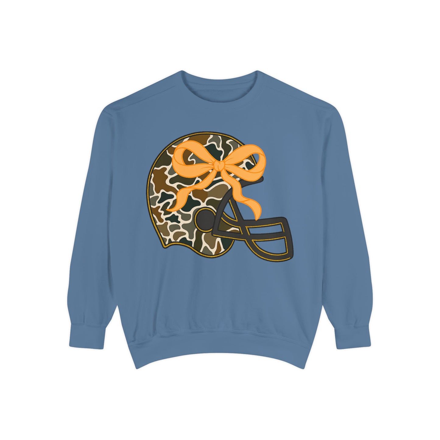 Comfort colors sweatshirt Camo Helmet Design, Casual Athletic Wear, Unisex Fall Fashion, Gift for Sports Fans
