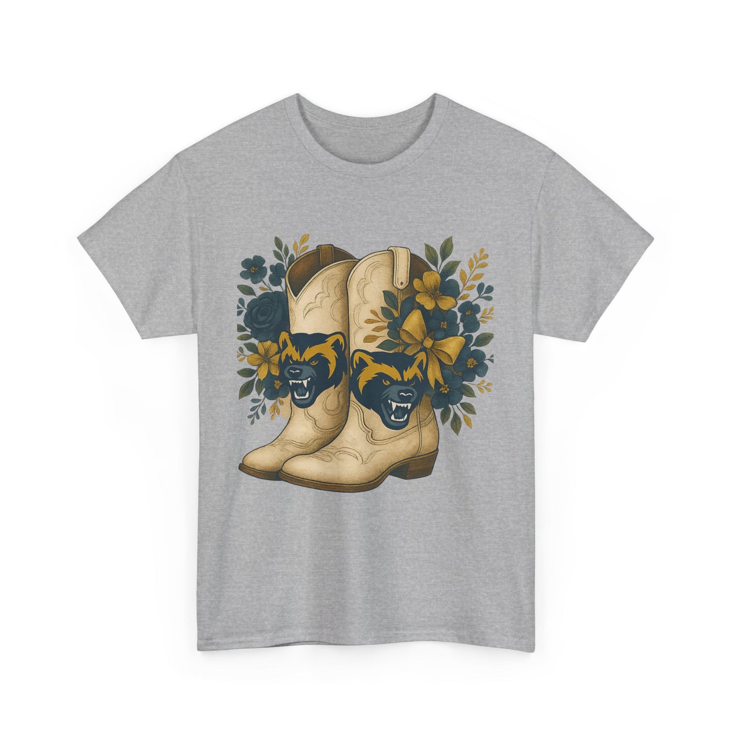 Graphic Tee - Michigan Wolverines Maize and Blue Country Chic Floral Cowboy Boots Vintage Style Shirt
