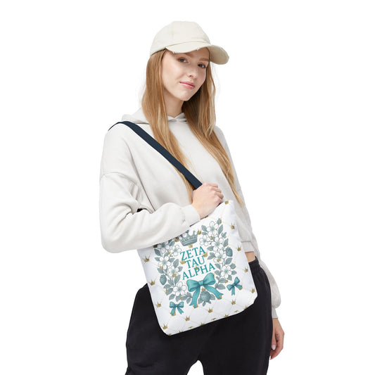 Zeta Tau Alpha Tote Bag | Sorority Bags, Floral Design, Gift for Sisters, Campus Essentials, Personalized Tote