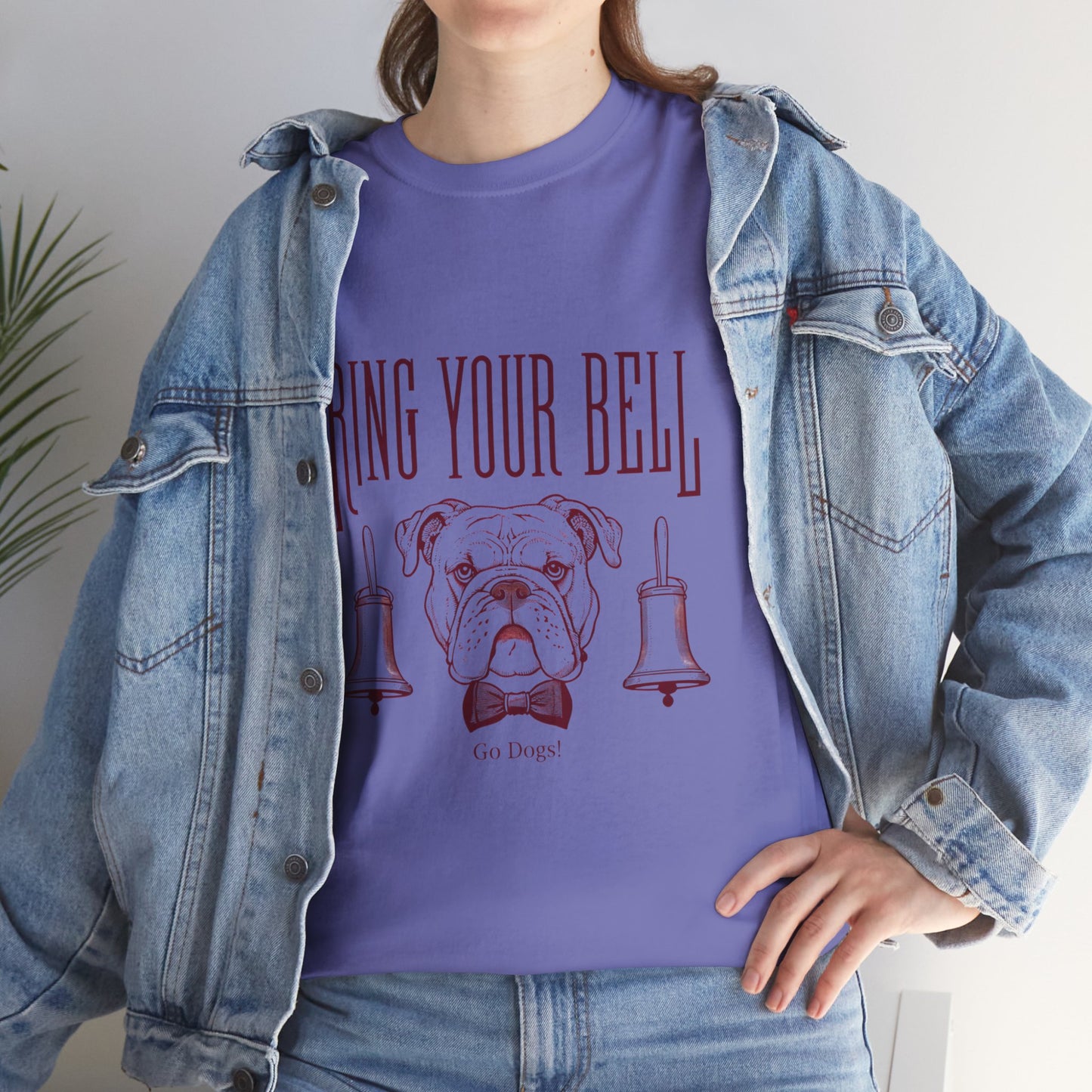 Dog Lover's Unisex Heavy Cotton Tee | 'Ring Your Bell' Shirt, Bulldog Tee, Pet Owner Gift, Funny Dog Apparel, Casual Wear