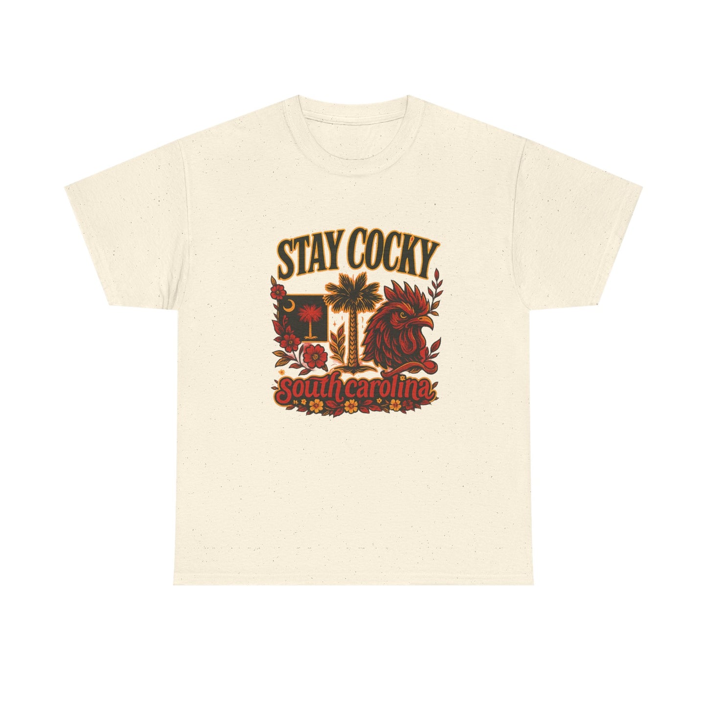 Stay Cocky Unisex Heavy Cotton Tee, Casual Graphic Tee, South Carolina Pride Shirt, Fun Vacation Wear, Perfect Gift for Gamecocks Fans