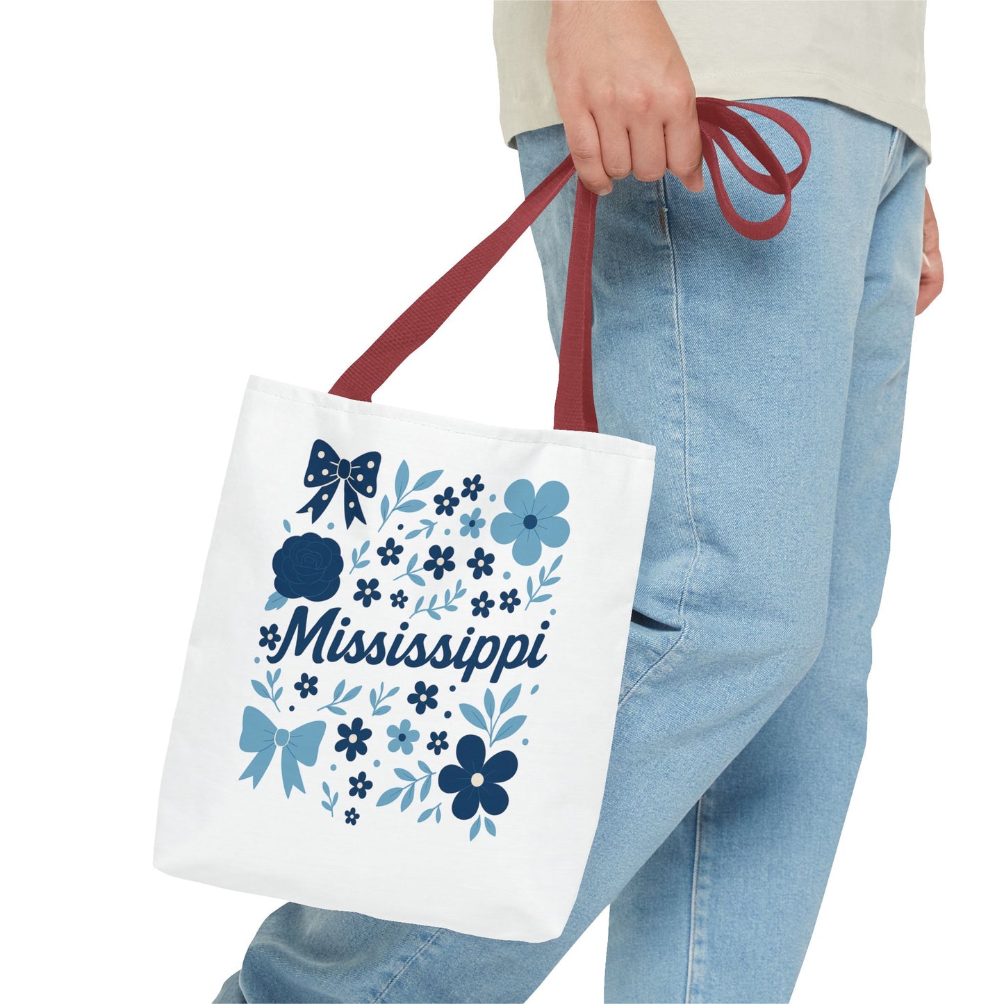 Floral Mississippi Tote Bag | Eco-Friendly Shopping Bag, Beach Tote, Gift for Her, Travel Companion, Custom Flower Design