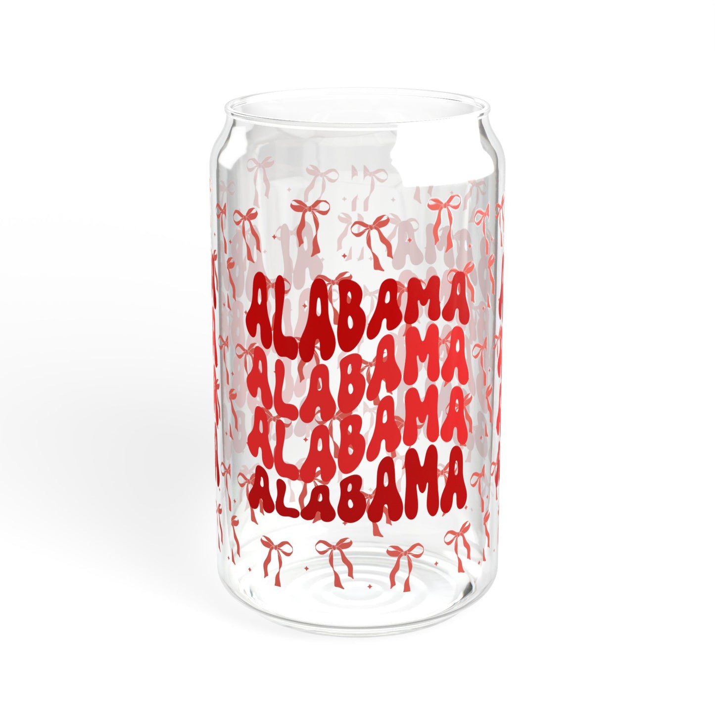 Coquette Bow Alabama Sipper Glass, 16oz - Bama Drinkware, Summer Vibes, Bama Game Day, Fun Home Decor, Eco-Friendly Straw, Graduation Gift, RTR Gift