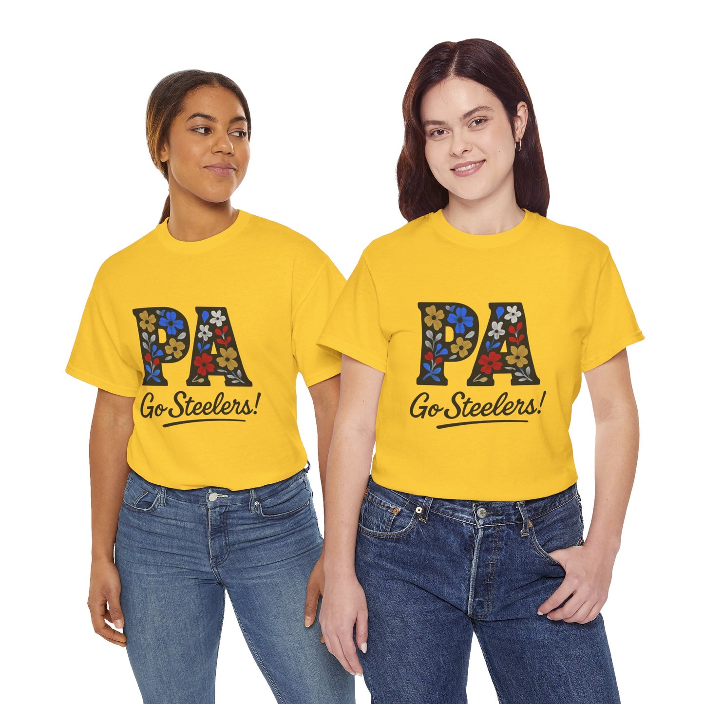 Sports Fan Tee - Floral PA Go Steelers Unisex Heavy Cotton Tee
