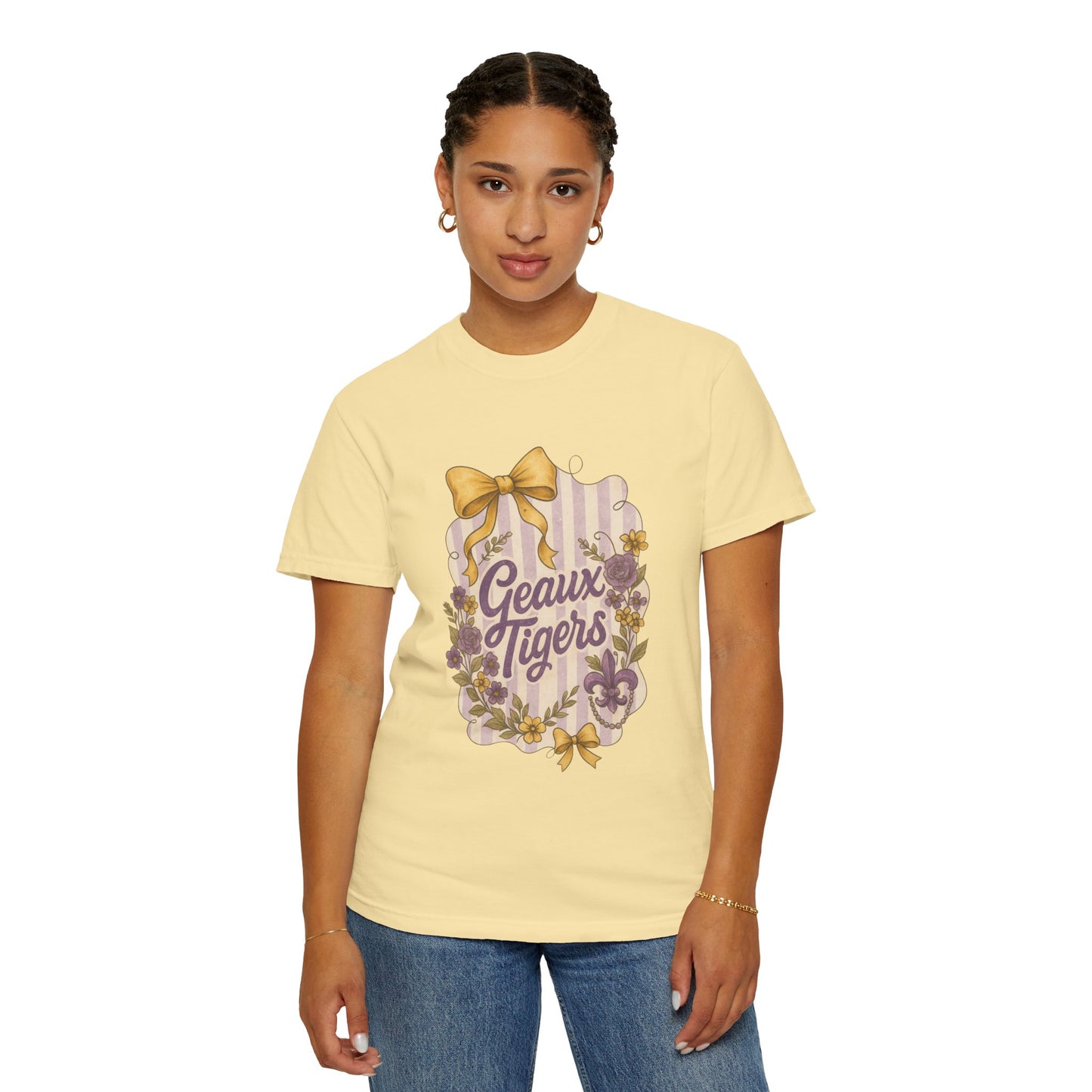 Geaux Tigers Floral T-Shirt, Unisex Casual Tee, Game Day Apparel, Spring Outfit, LSU Fan Gear