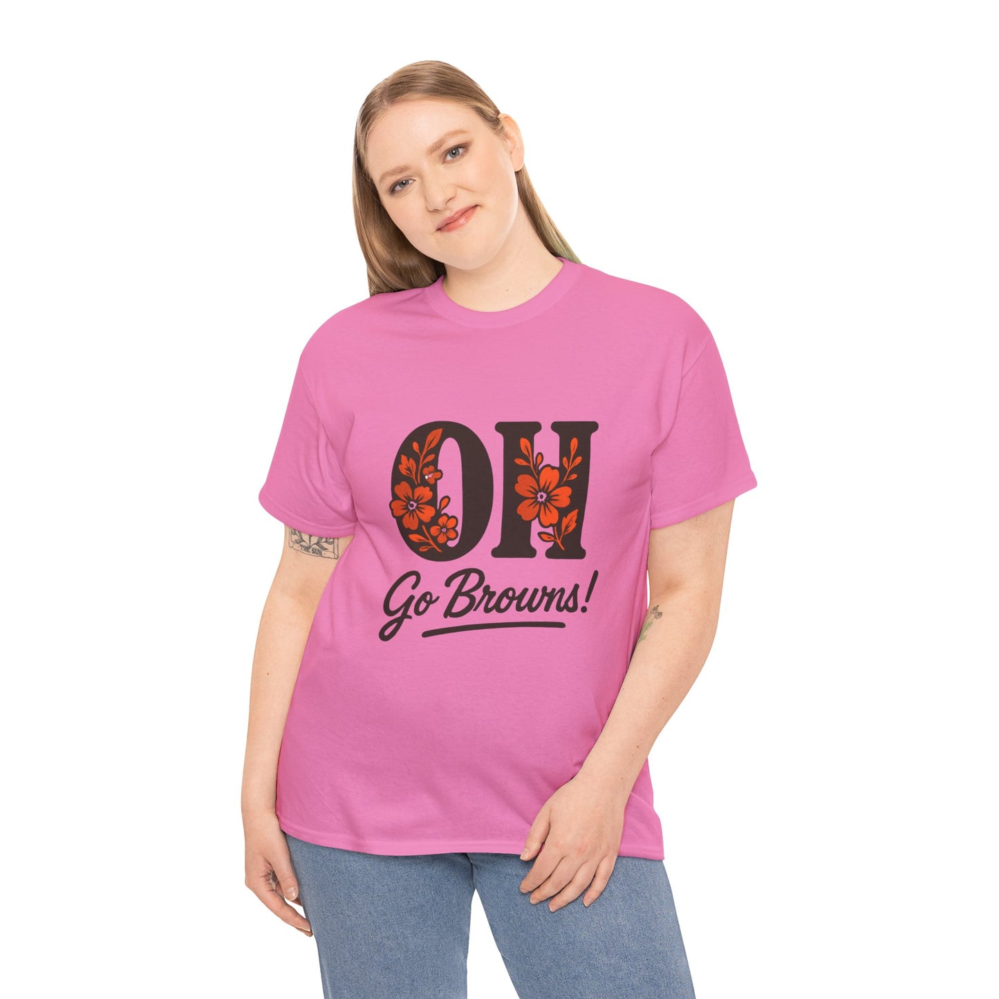 OH Go Browns Floral Unisex Tee, Fan Apparel, Game Day Shirt, Casual Wear, Gift for Sports Lovers