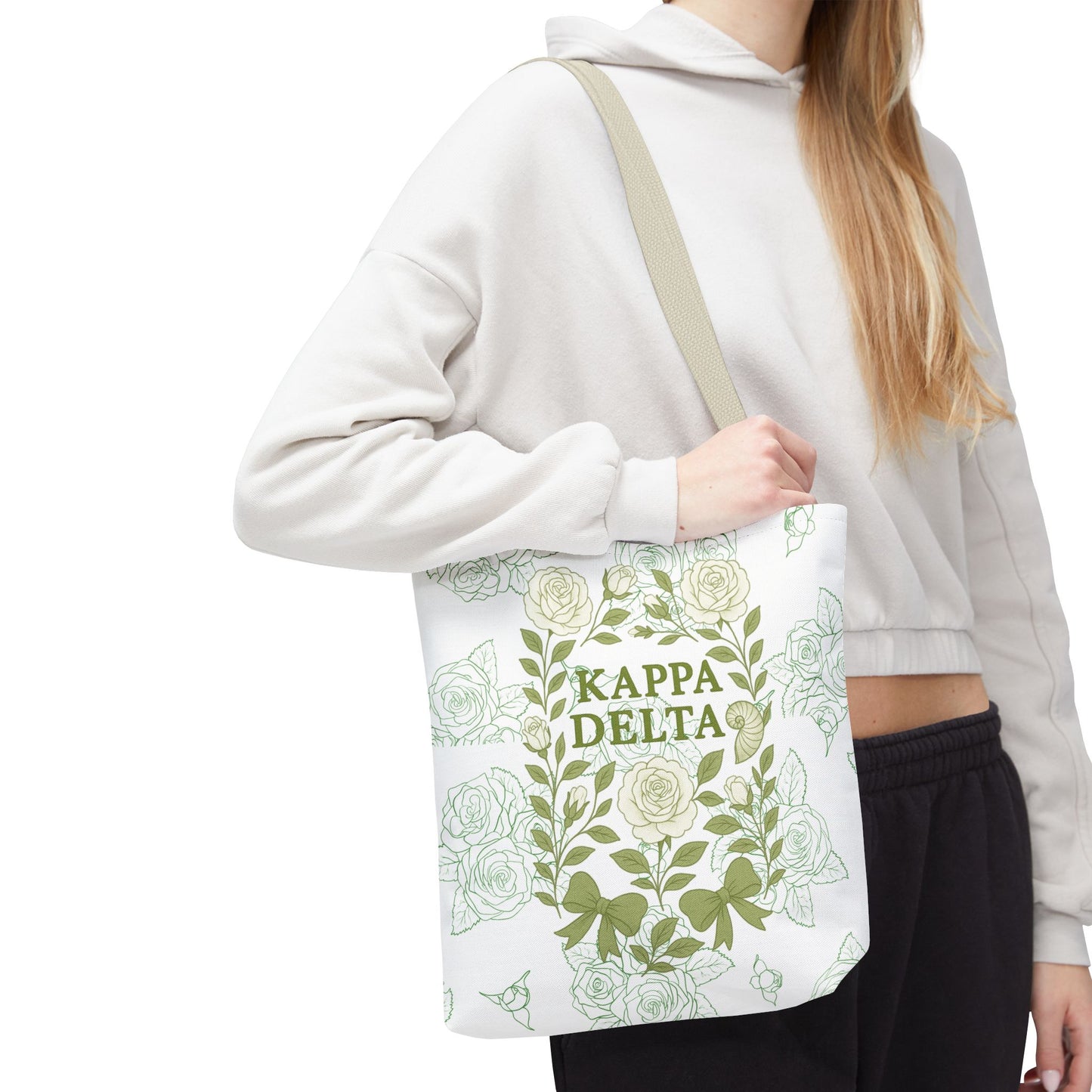 Elegant Kappa Delta Tote Bag, Floral AOP Design, Sorority Bag, Gift for Sisters, Eco-Friendly Shopping Bag