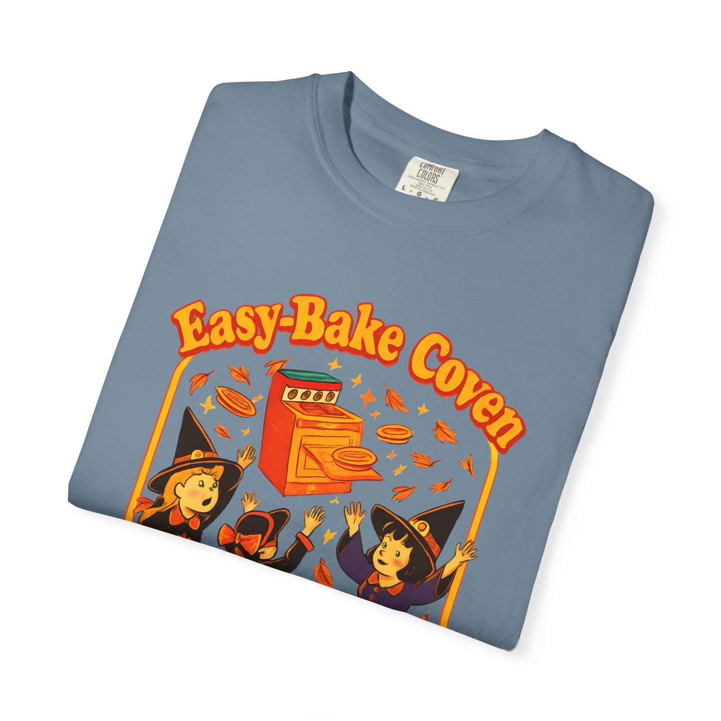 Halloween Witch T-Shirt, Unisex Garment-Dyed Shirt, Easy-Bake Coven Tee, Spooky Season Apparel, Cute Witch Design