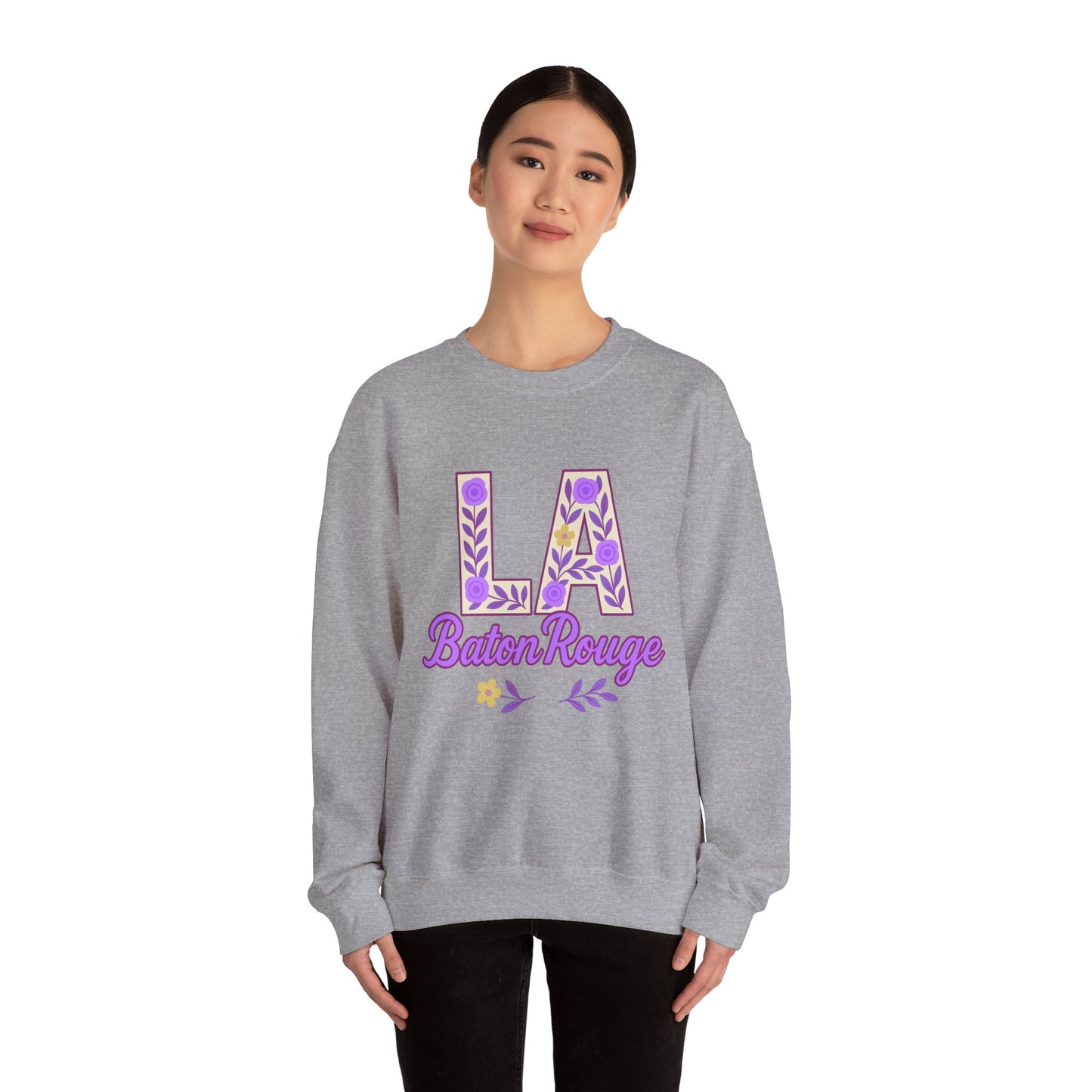 LA Baton Rouge Floral Sweatshirt, Cozy Crewneck for Fall, Gift for Friends, Casual Outing, Southern Style Apparel
