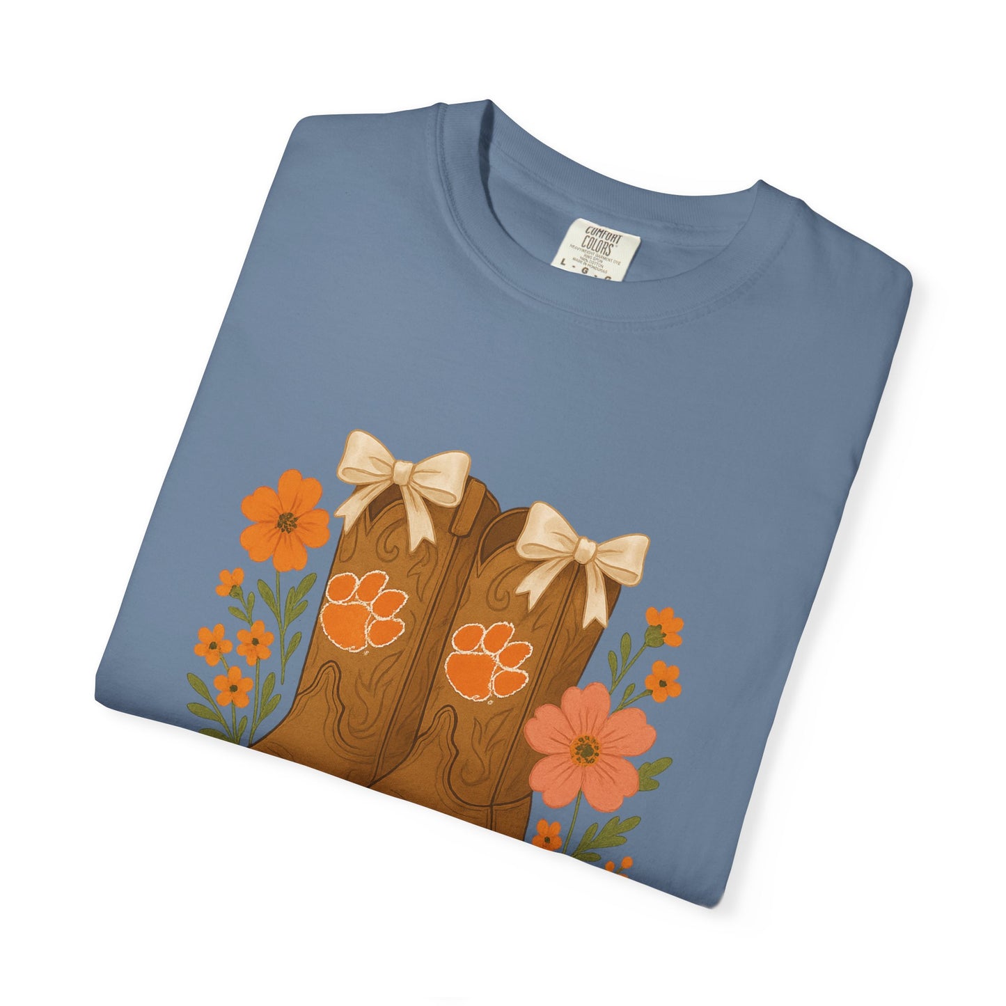 Cowgirl Boots Floral T-Shirt, Go Tigers Game Day, Comfort Colors