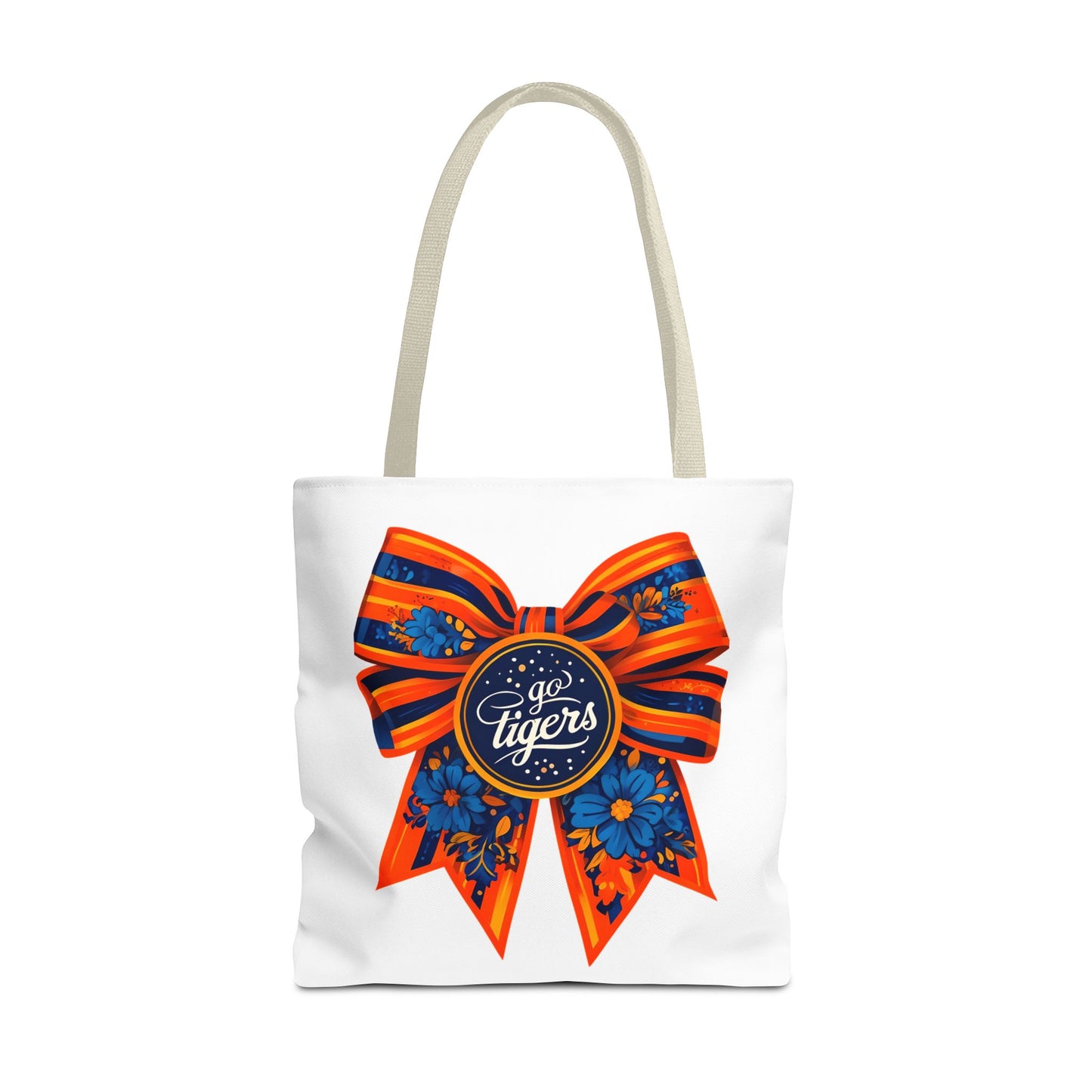 Cheerful Floral Tote Bag - Go Tigers, Sports Fan Gift, Custom Tote, Floral Design, Game Day Bag, Personalized Shopping Bag