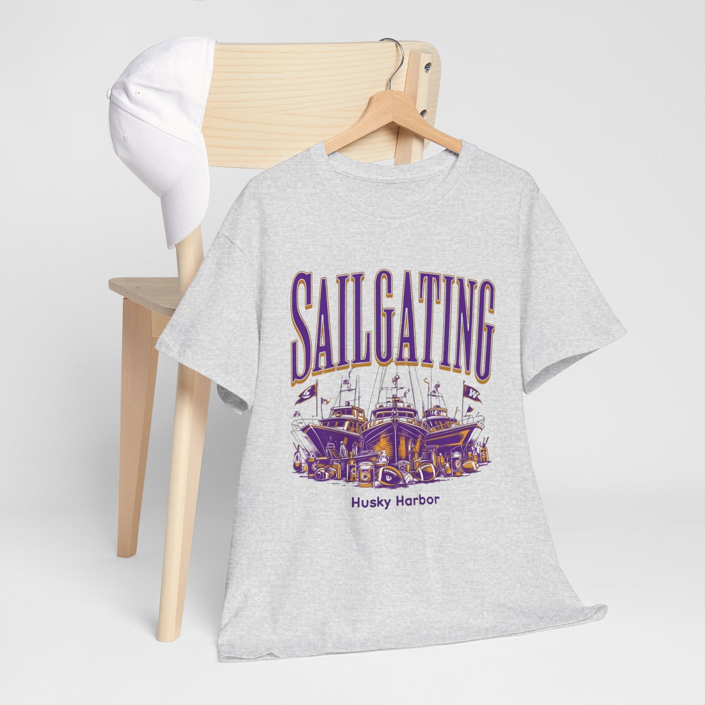 Sailgating Tee - Washington Huskies Unisex Heavy Cotton Shirt
