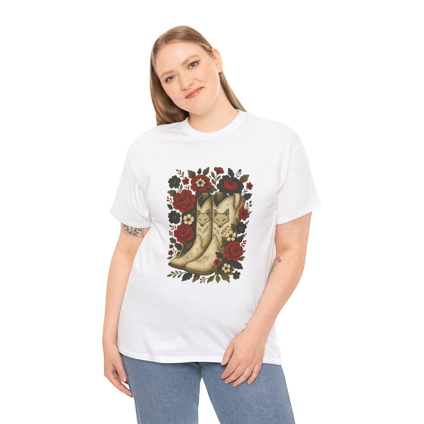 AR State Red Wolves Vintage Floral Cowboy Boots Tee