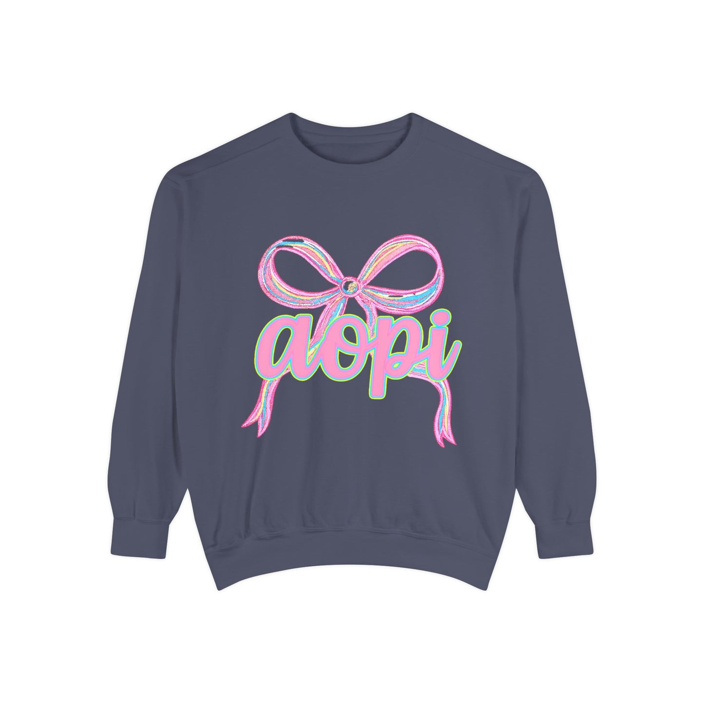 Pastel Bow Sweatshirt with aopi Design, Cozy Unisex Sweatshirt, Gift for Sorority Sisters, Casual Chic Apparel, Best Friend Outfit