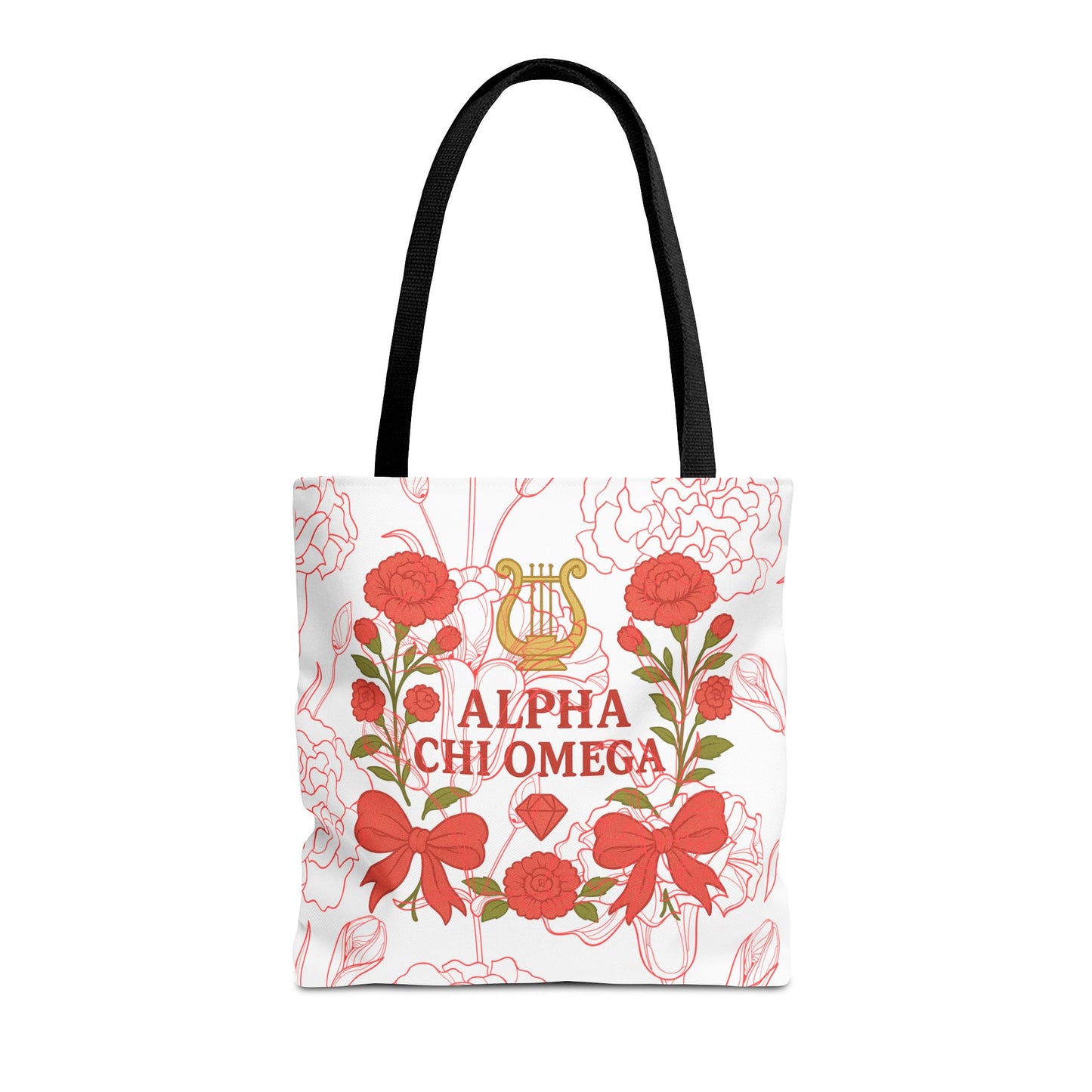 Floral Sorority Alpha Chi Omega Tote Bag, College Essentials, Gift for Sorority Sisters, Eco-Friendly Shopping Tote, Alpha Chi Omega Apparel