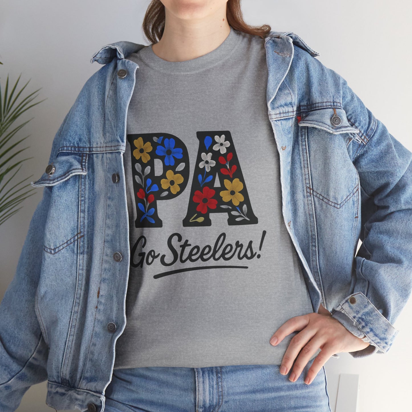 Sports Fan Tee - Floral PA Go Steelers Unisex Heavy Cotton Tee