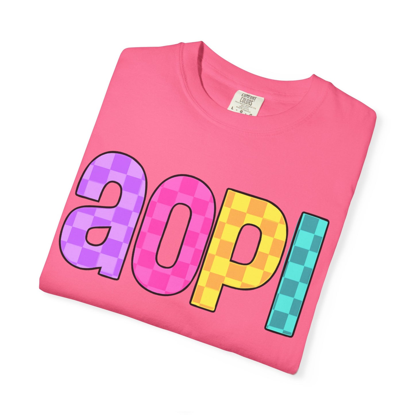 Colorful Graphic Tee - Trendy Unisex Garment-Dyed T-shirt for Casual Summer Wear and AOPI Spirit Gift