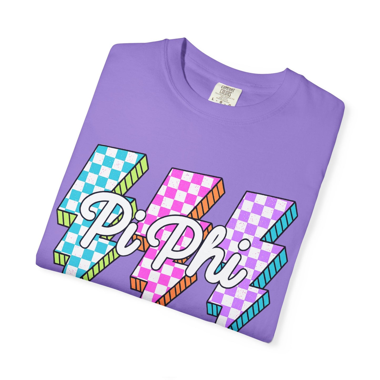 PB Phi Lightning Bolt Unisex T-shirt | Vibrant Greek Life Apparel, Unique Gift for Sorority Sisters, Casual Wear, Celebrating Sisterhood