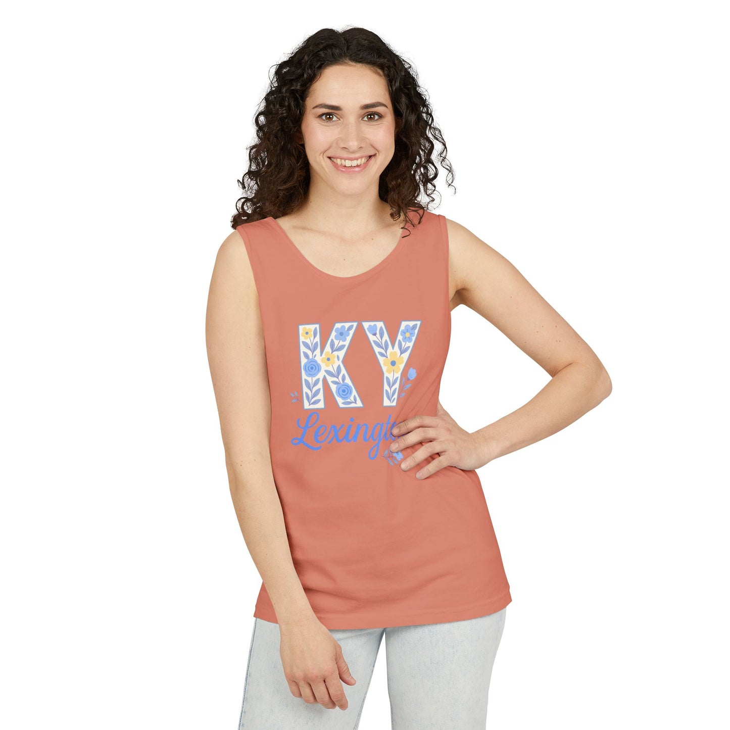 Kentucky Floral Letter Tank Top, Summer Tank, Cute Souvenir, Unisex Summer Apparel, Gift for Her, Comfort Colors, Graduation Gift