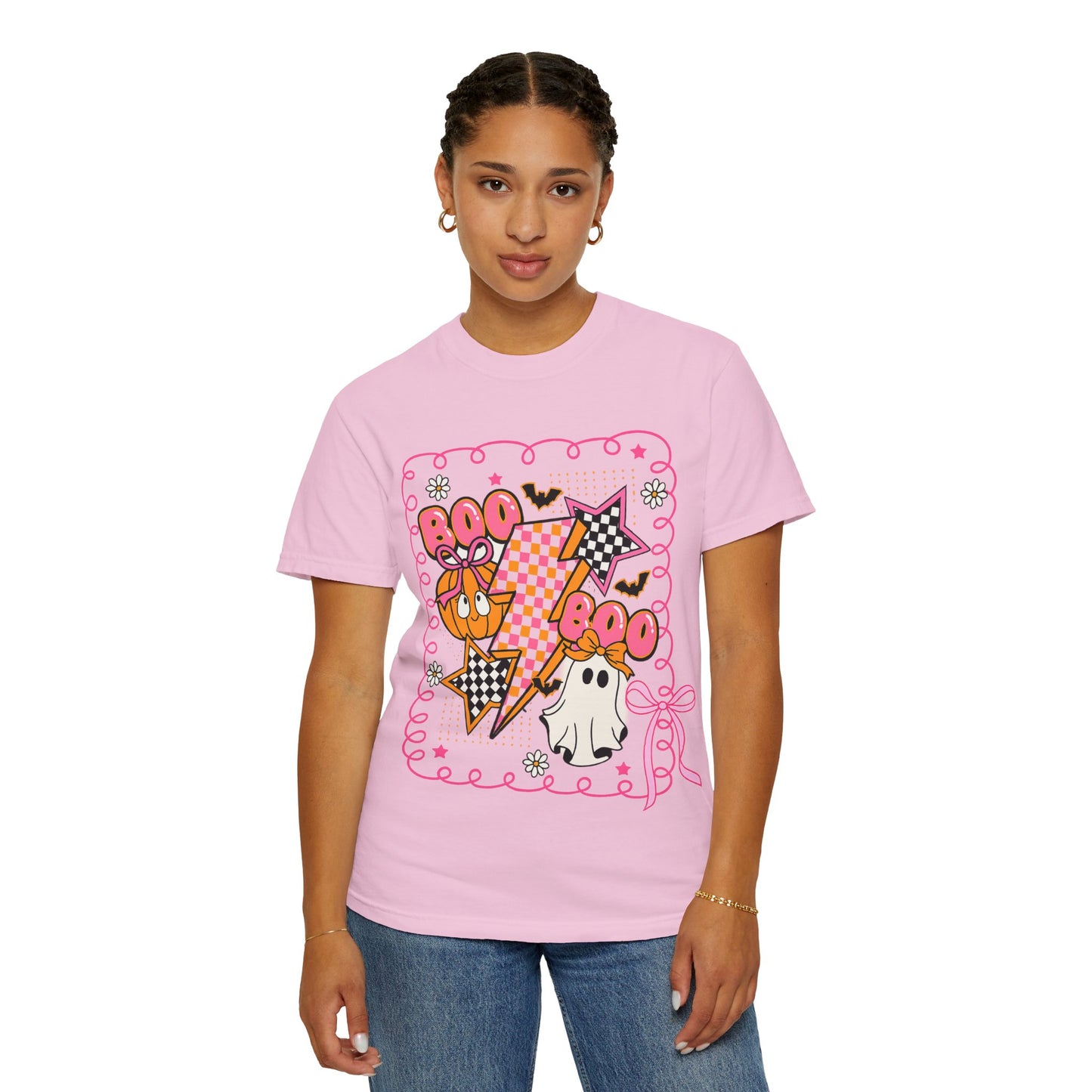 Retro Design Orange & Pink Unisex Halloween T-Shirt