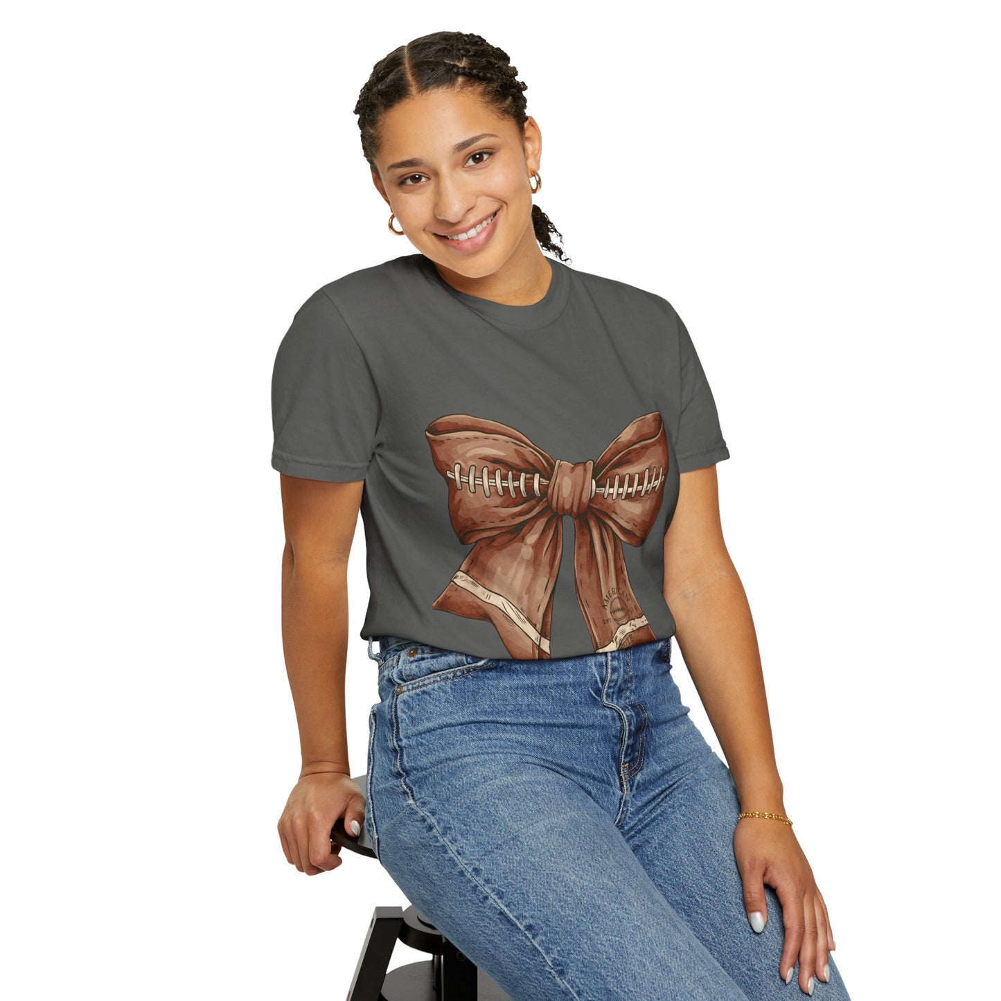 Football Bow T-Shirt: Unisex Casual Wear for Game Day Apparel
