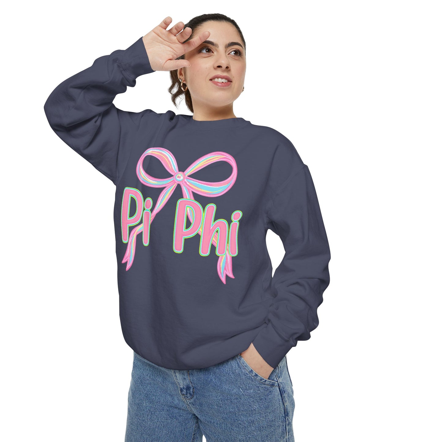 PiPhi Bow Unisex Sweatshirt, Cute Sorority Apparel, Comfortable Sweatshirt, Gift for Sorority Sisters, Soft Fashion Essentials