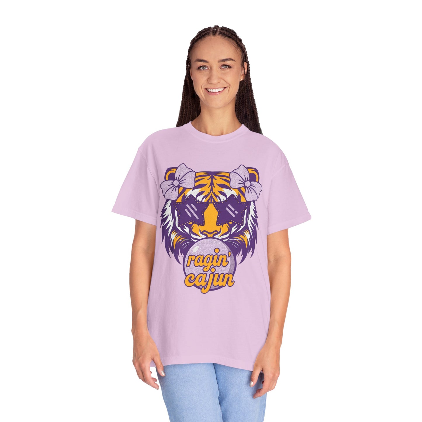 Ragin Cajun Bow Bubble Tiger T-Shirt - Casual Wear and Gift for Animal Lovers