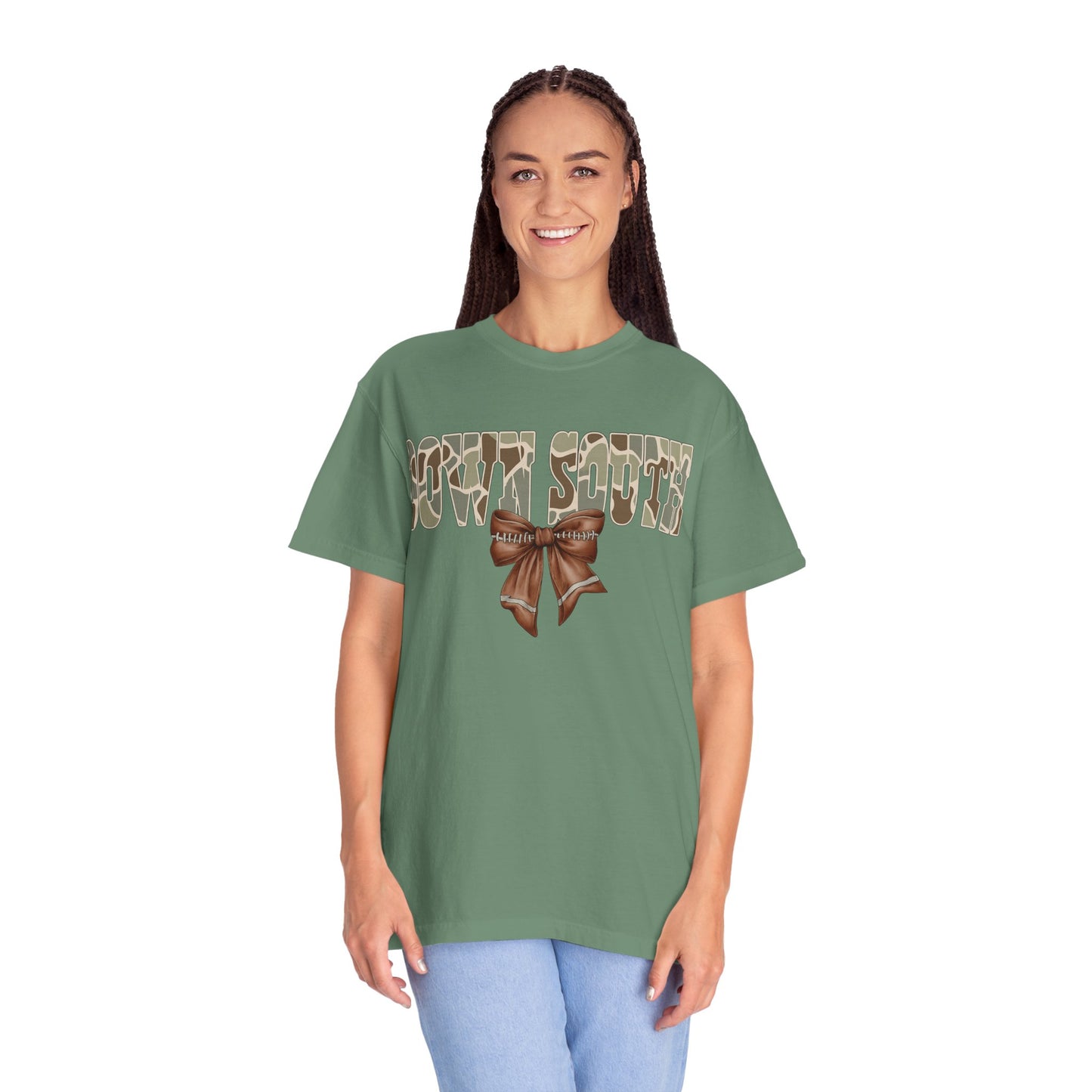 Camo Bow Graphic Tee - Trendy Apparel for Casual Outings and Birthdays