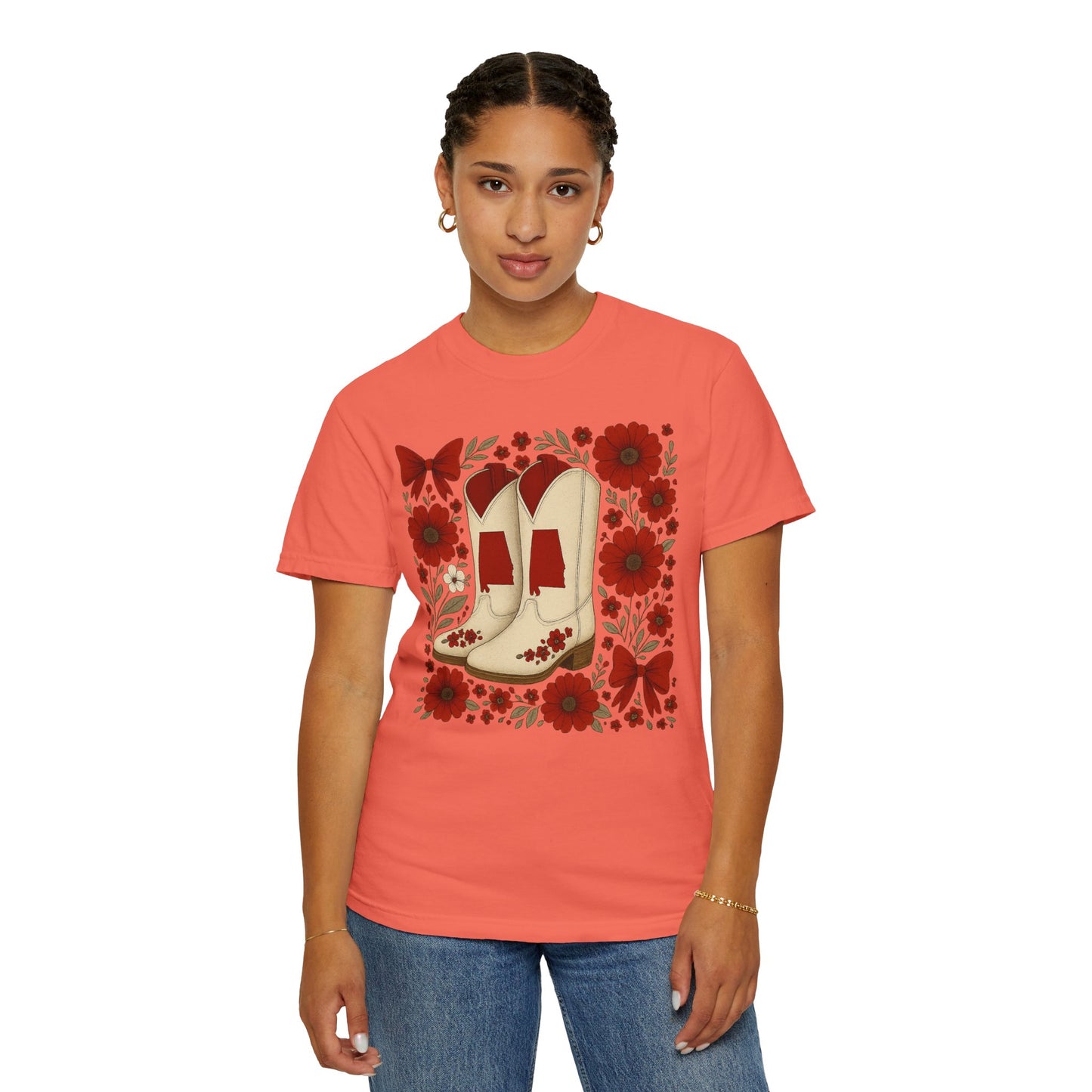 Vintage Cowboy Boots Floral Unisex T-shirt - Alabama Fan, Bama Game Day